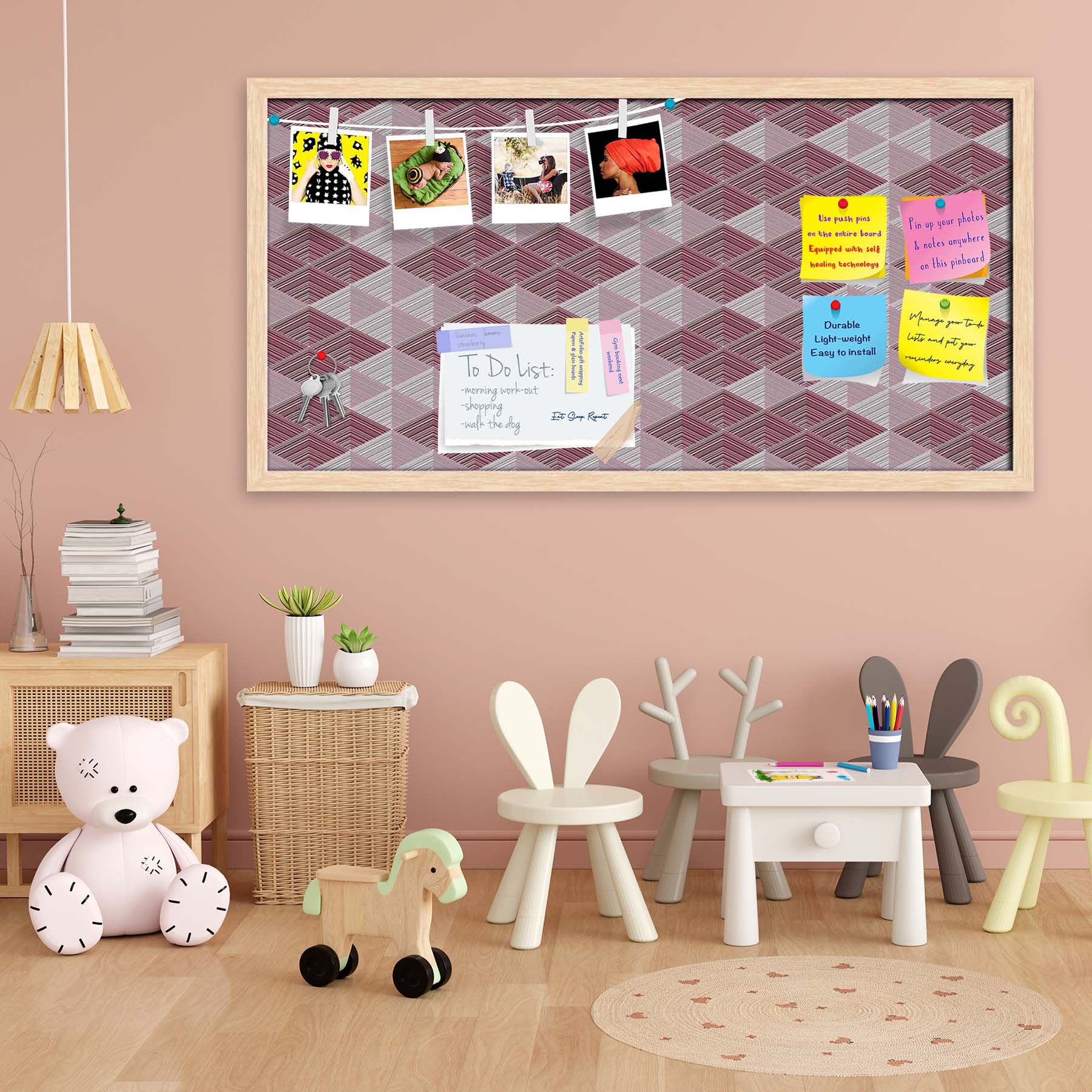 Rhombs Bulletin Board Notice Pin Board Soft Board | Framed