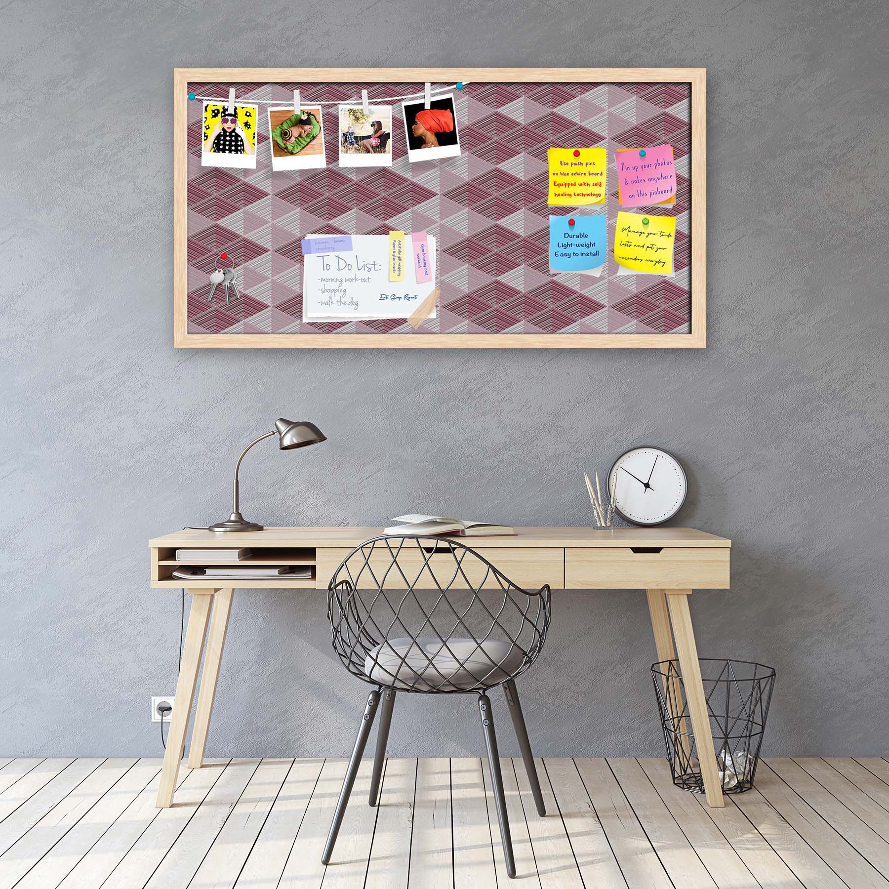 Rhombs Bulletin Board Notice Pin Board Soft Board | Framed