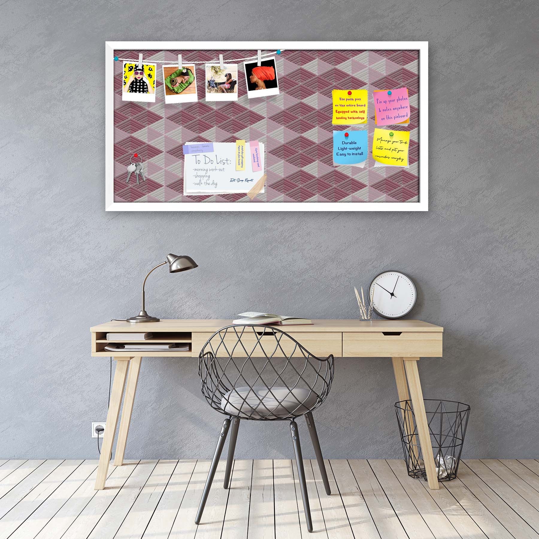 Rhombs Bulletin Board Notice Pin Board Soft Board | Framed