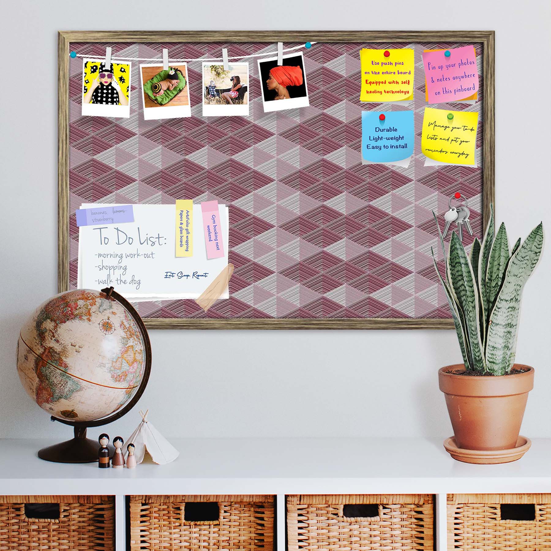 Rhombs Bulletin Board Notice Pin Board Soft Board | Framed