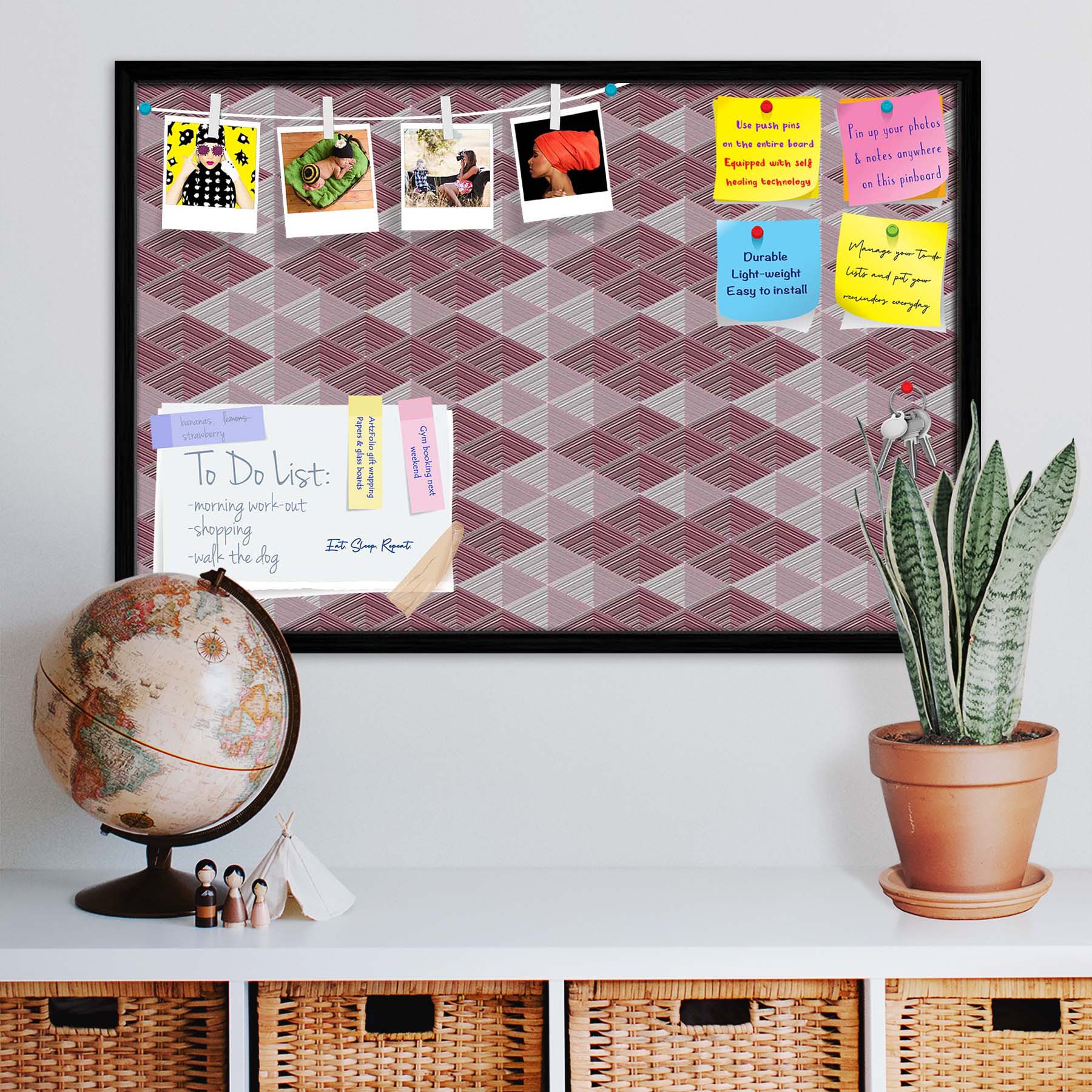 Rhombs Bulletin Board Notice Pin Board Soft Board | Framed