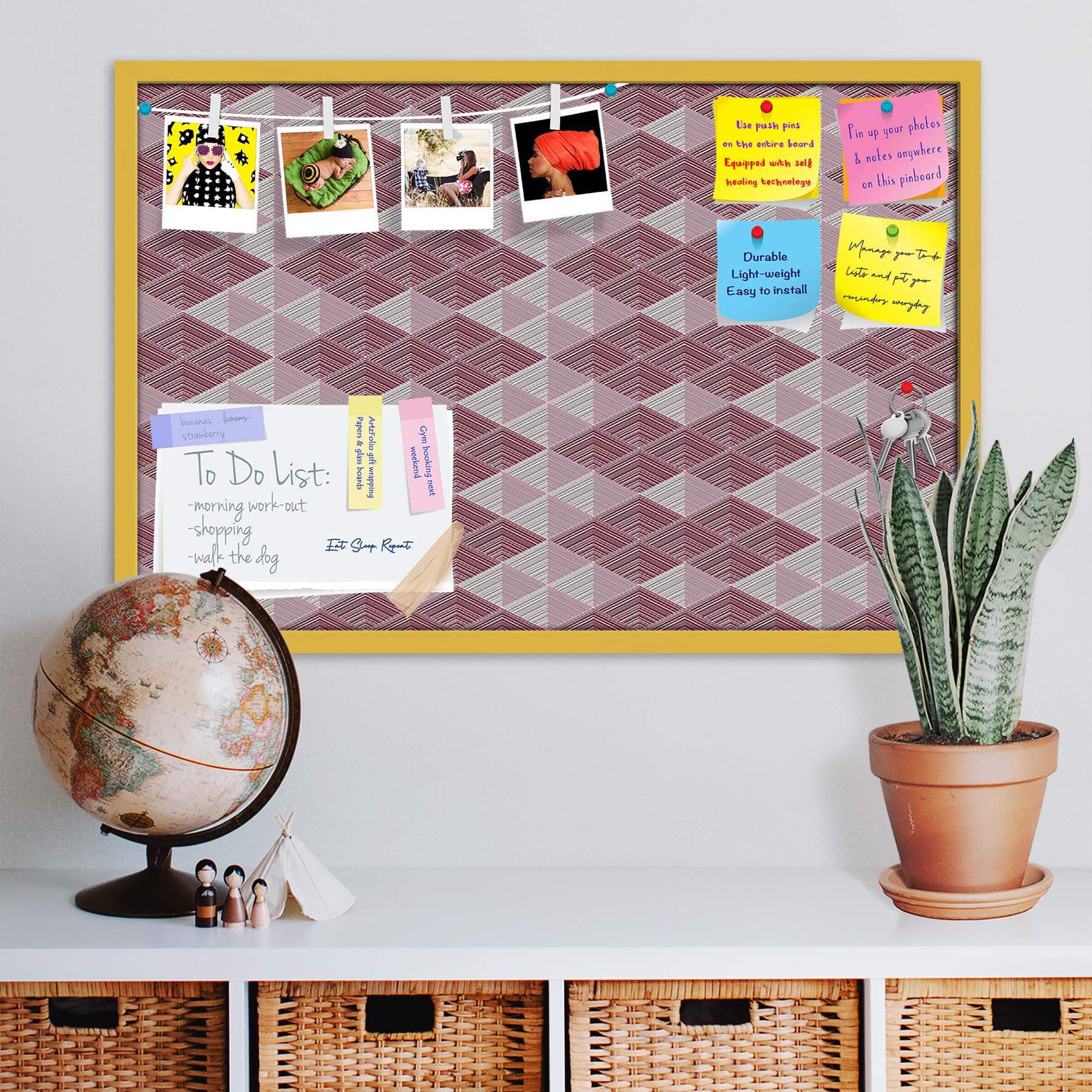 Rhombs Bulletin Board Notice Pin Board Soft Board | Framed