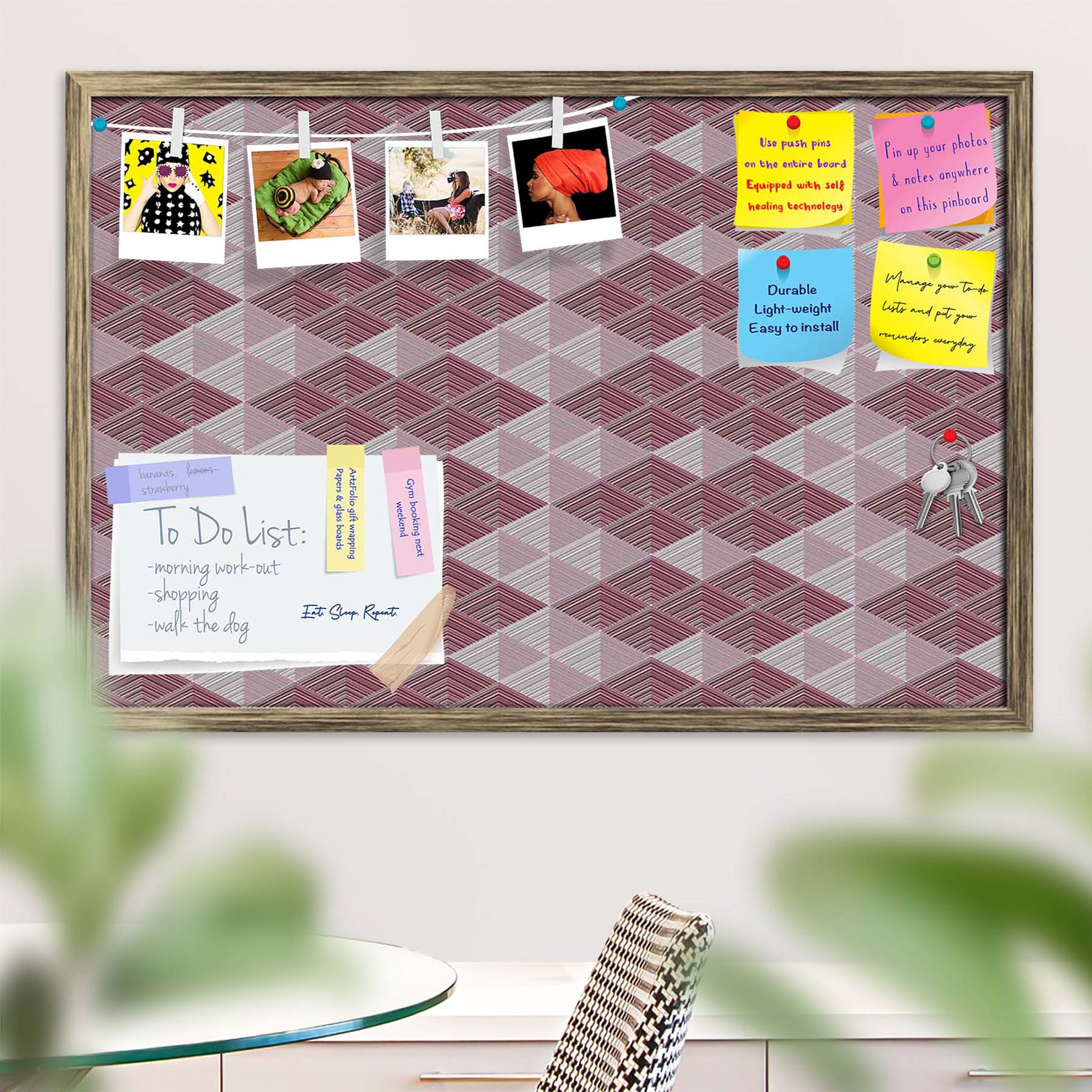 Rhombs Bulletin Board Notice Pin Board Soft Board | Framed