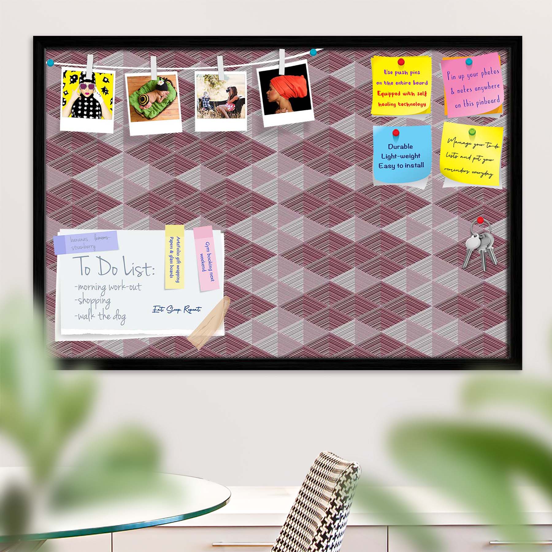 Rhombs Bulletin Board Notice Pin Board Soft Board | Framed