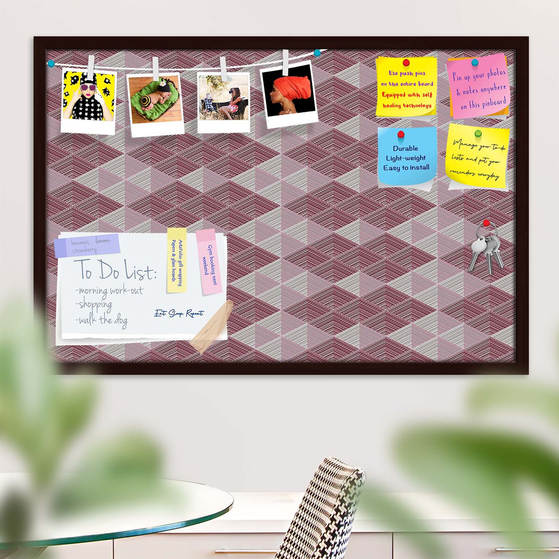 Rhombs Bulletin Board Notice Pin Board Soft Board | Framed