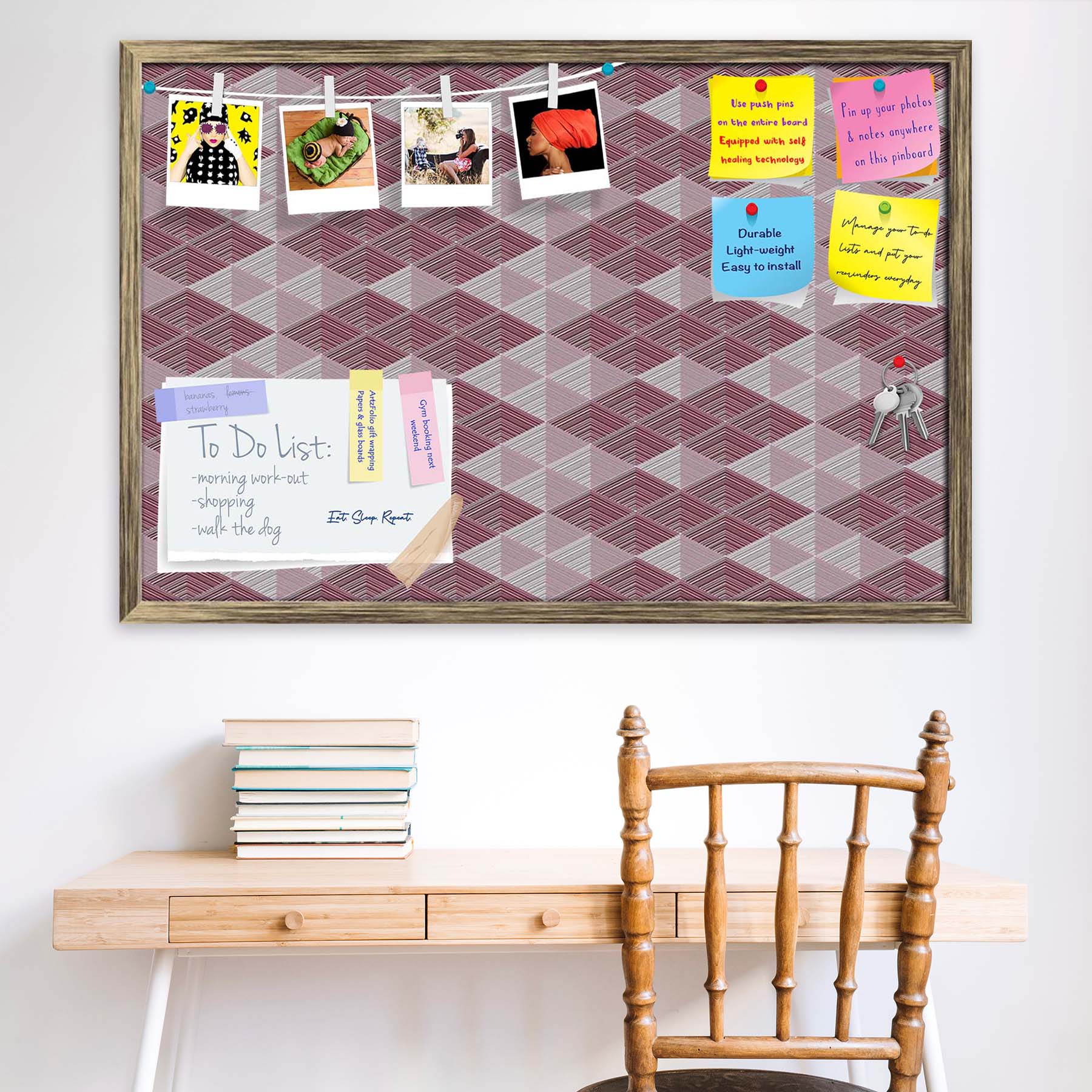 Rhombs Bulletin Board Notice Pin Board Soft Board | Framed
