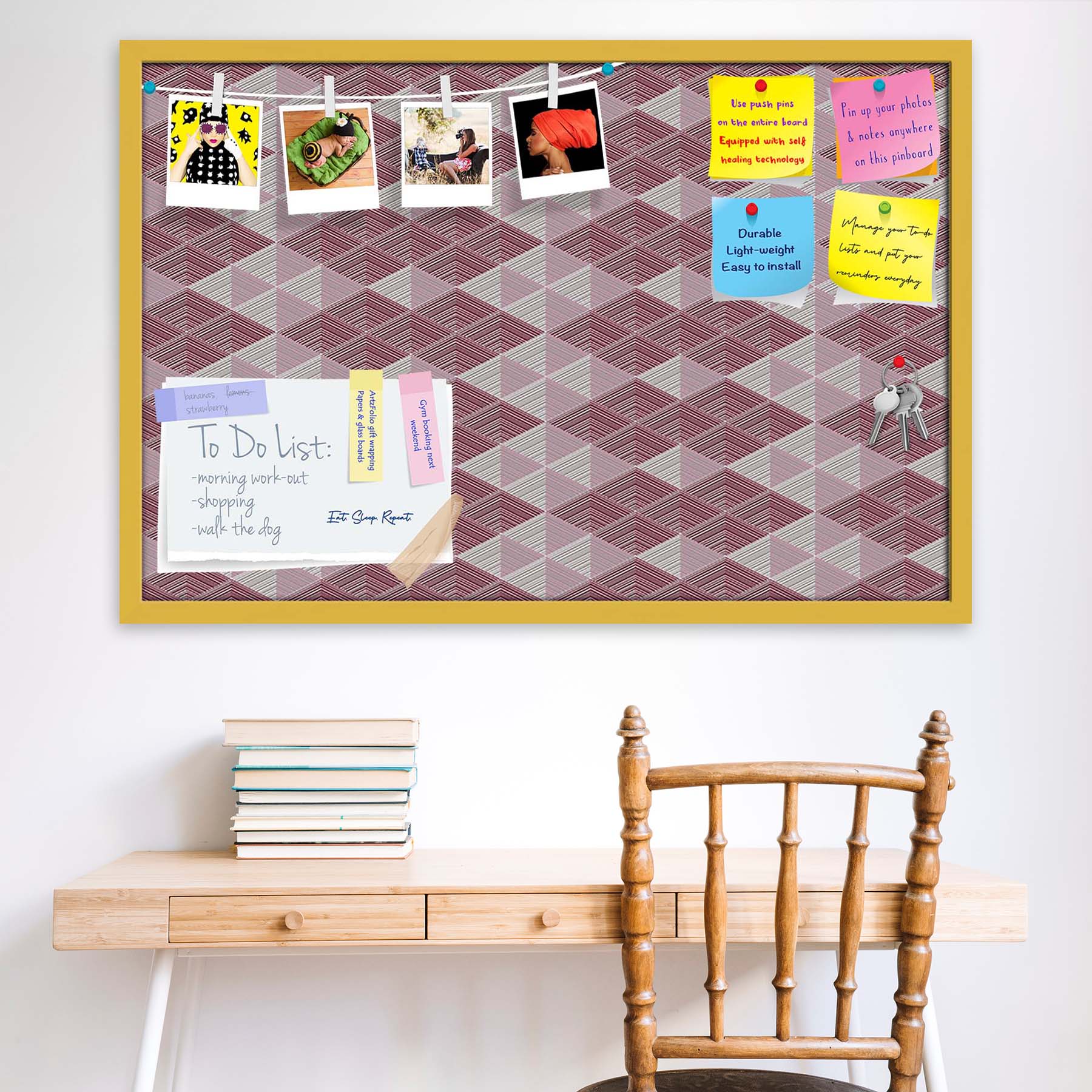 Rhombs Bulletin Board Notice Pin Board Soft Board | Framed
