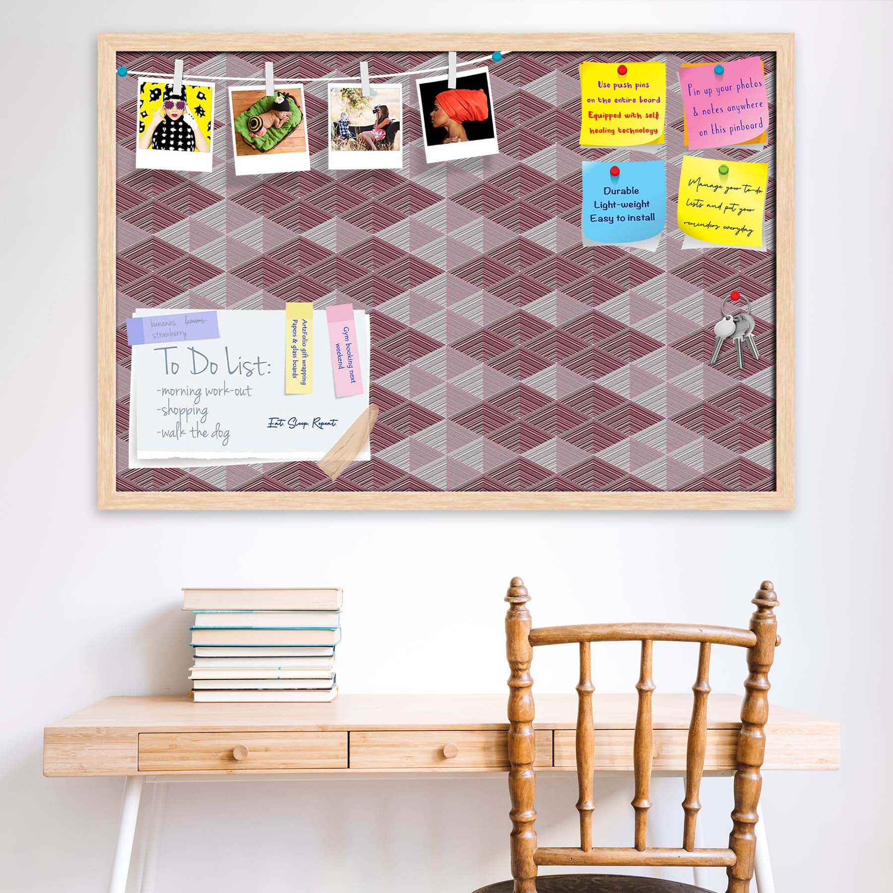 Rhombs Bulletin Board Notice Pin Board Soft Board | Framed