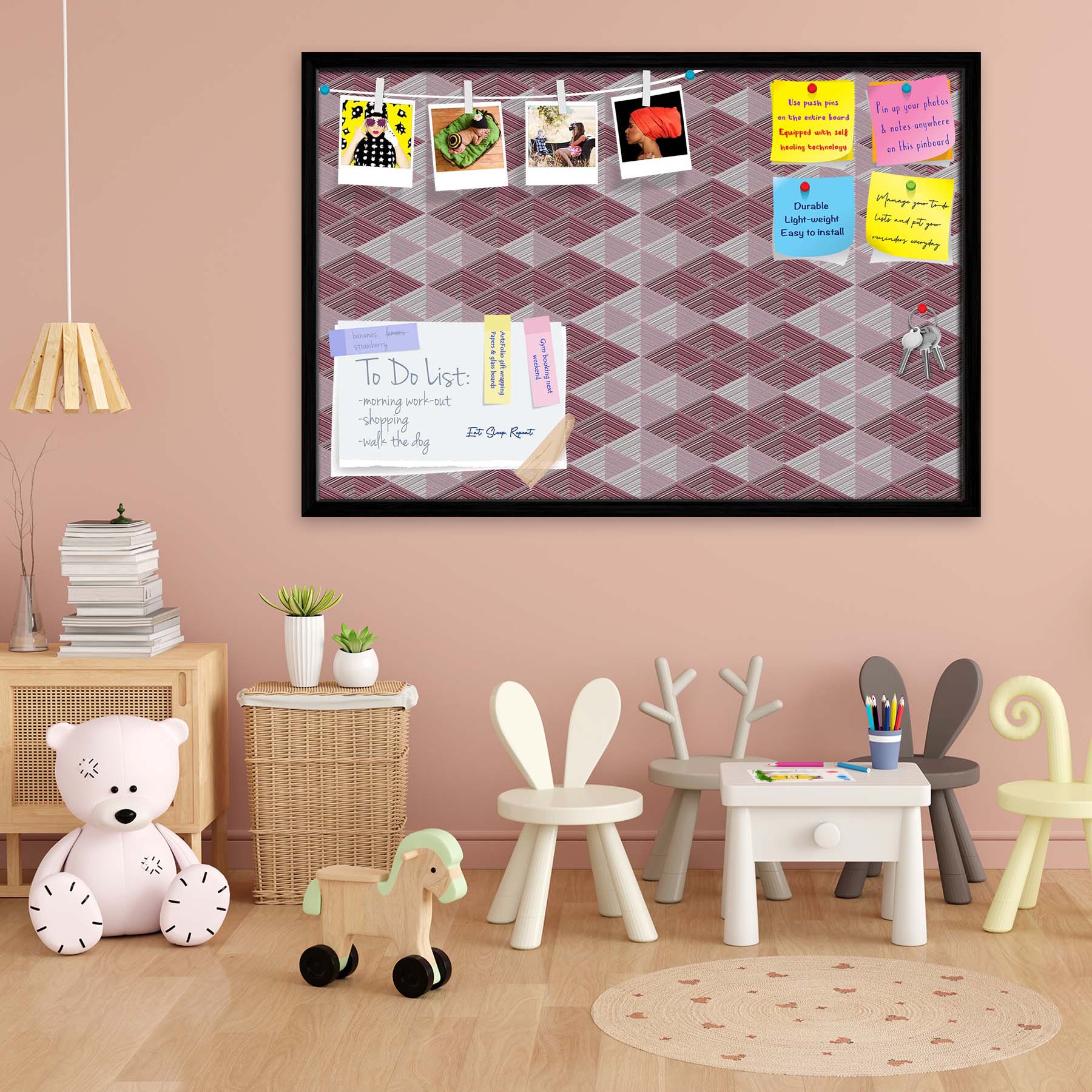 Rhombs Bulletin Board Notice Pin Board Soft Board | Framed