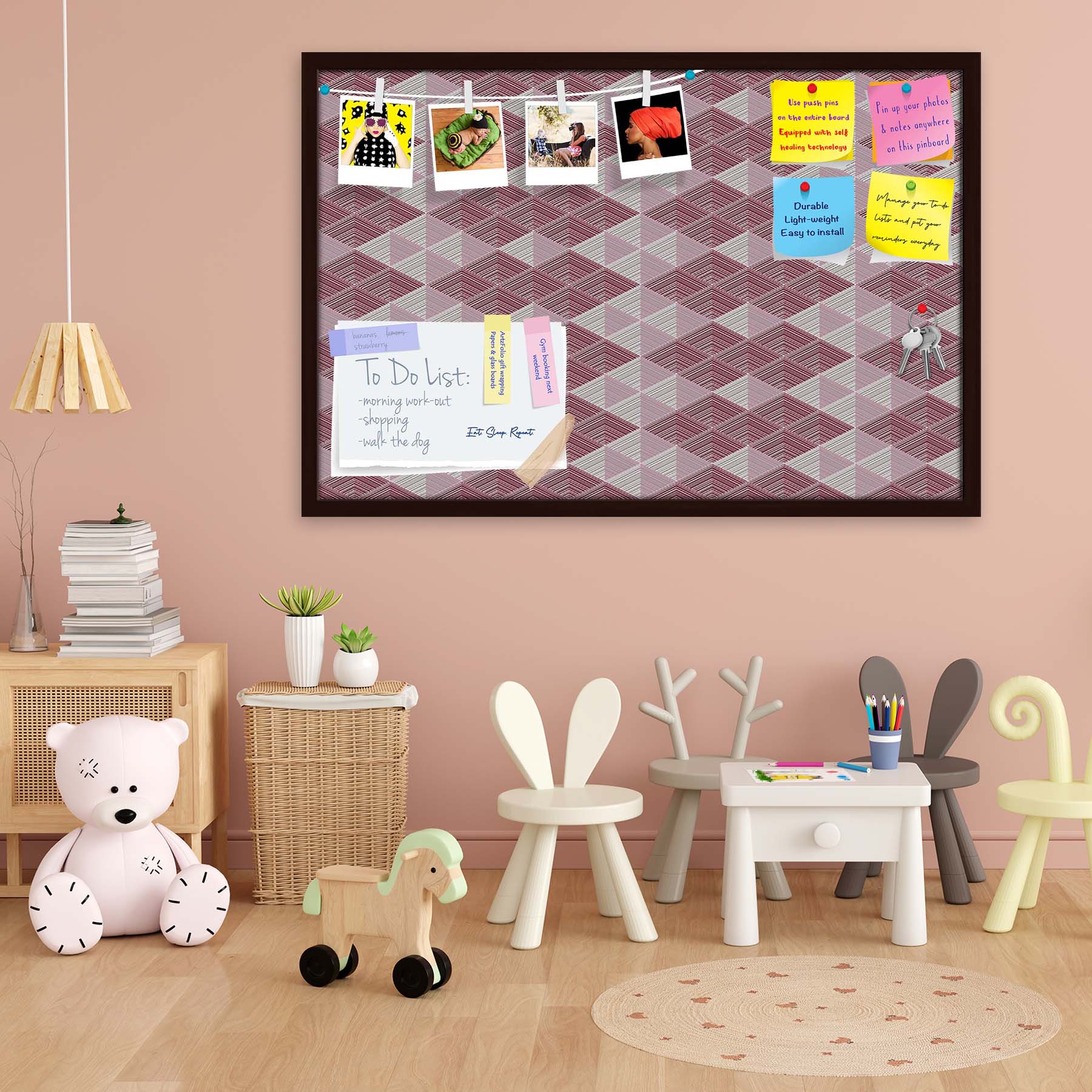 Rhombs Bulletin Board Notice Pin Board Soft Board | Framed