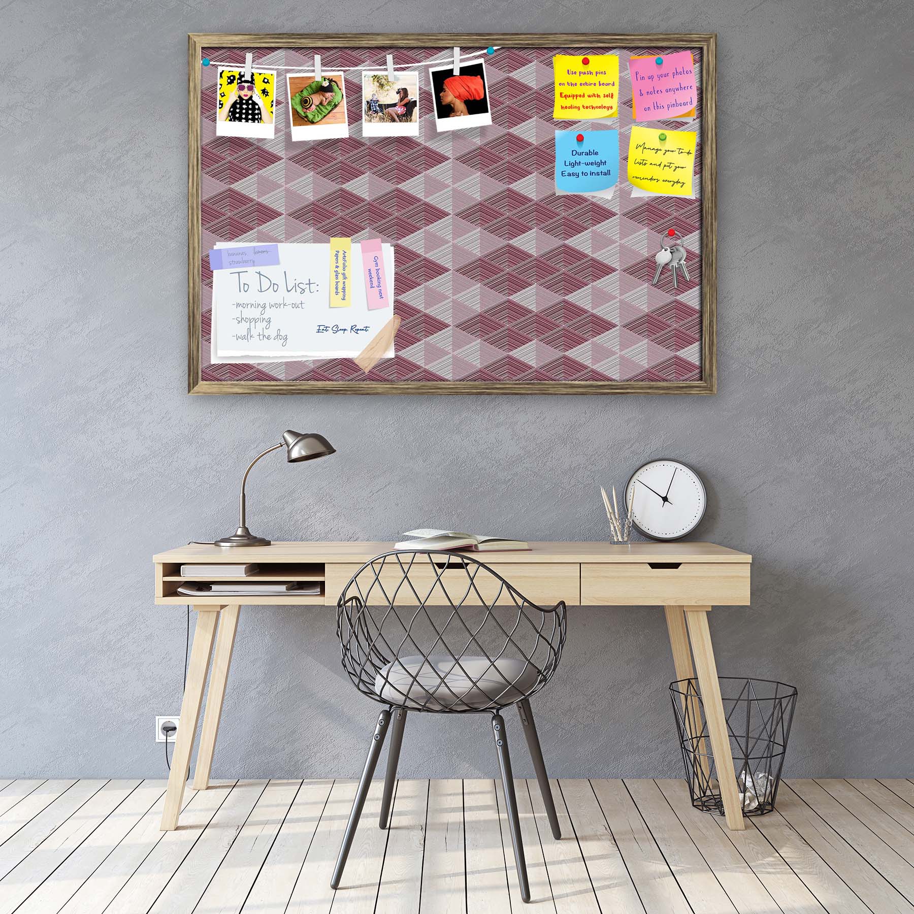 Rhombs Bulletin Board Notice Pin Board Soft Board | Framed