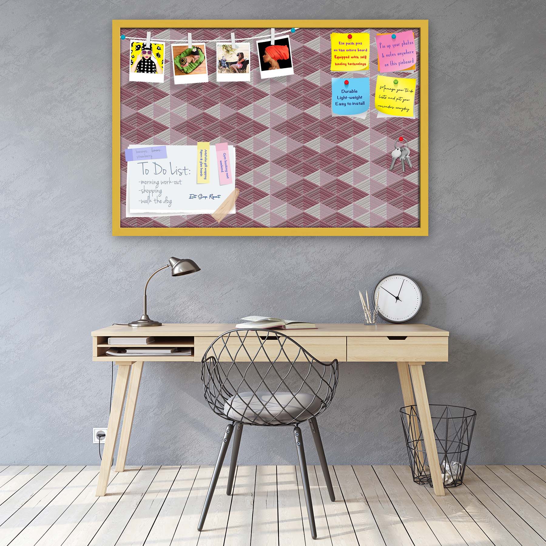 Rhombs Bulletin Board Notice Pin Board Soft Board | Framed