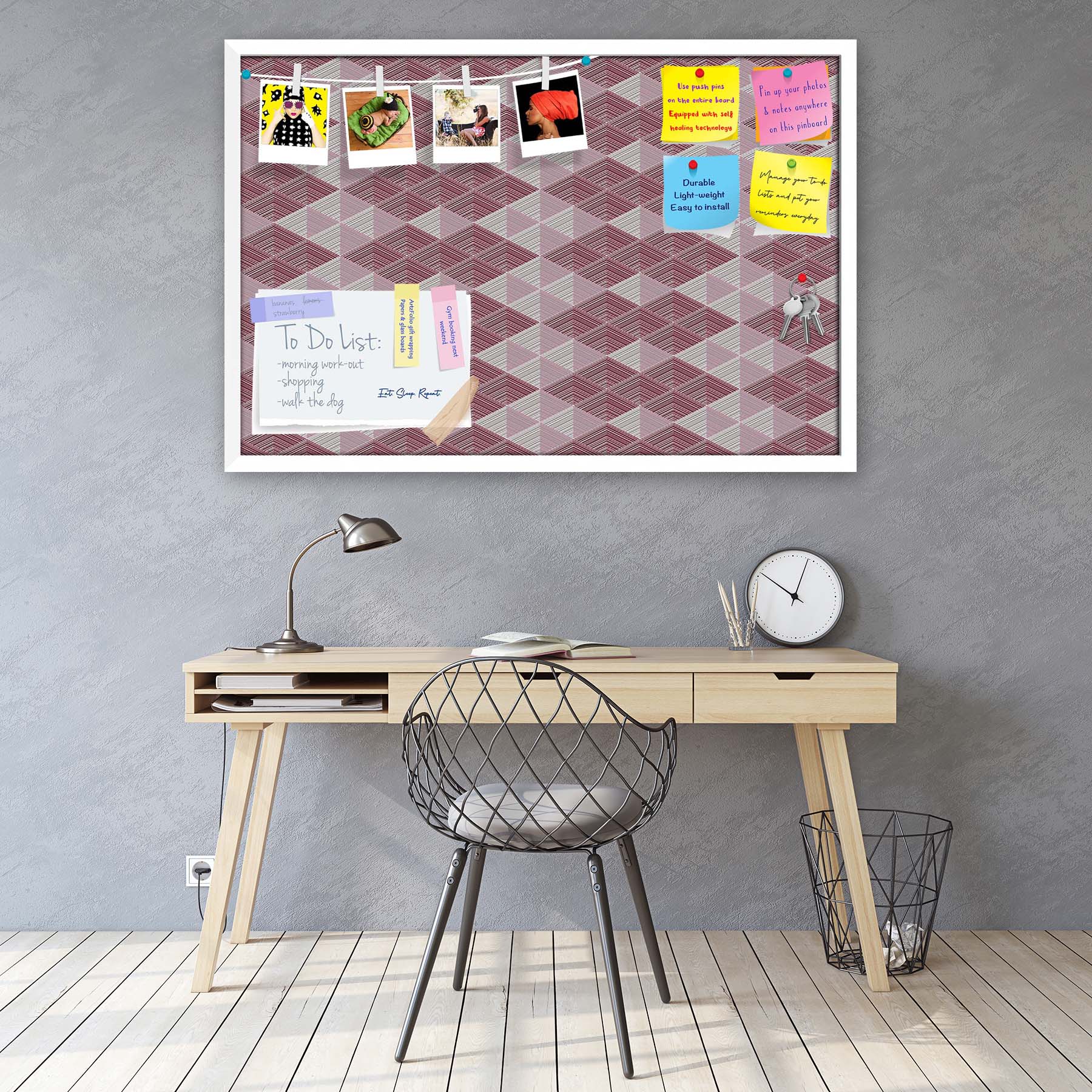 Rhombs Bulletin Board Notice Pin Board Soft Board | Framed