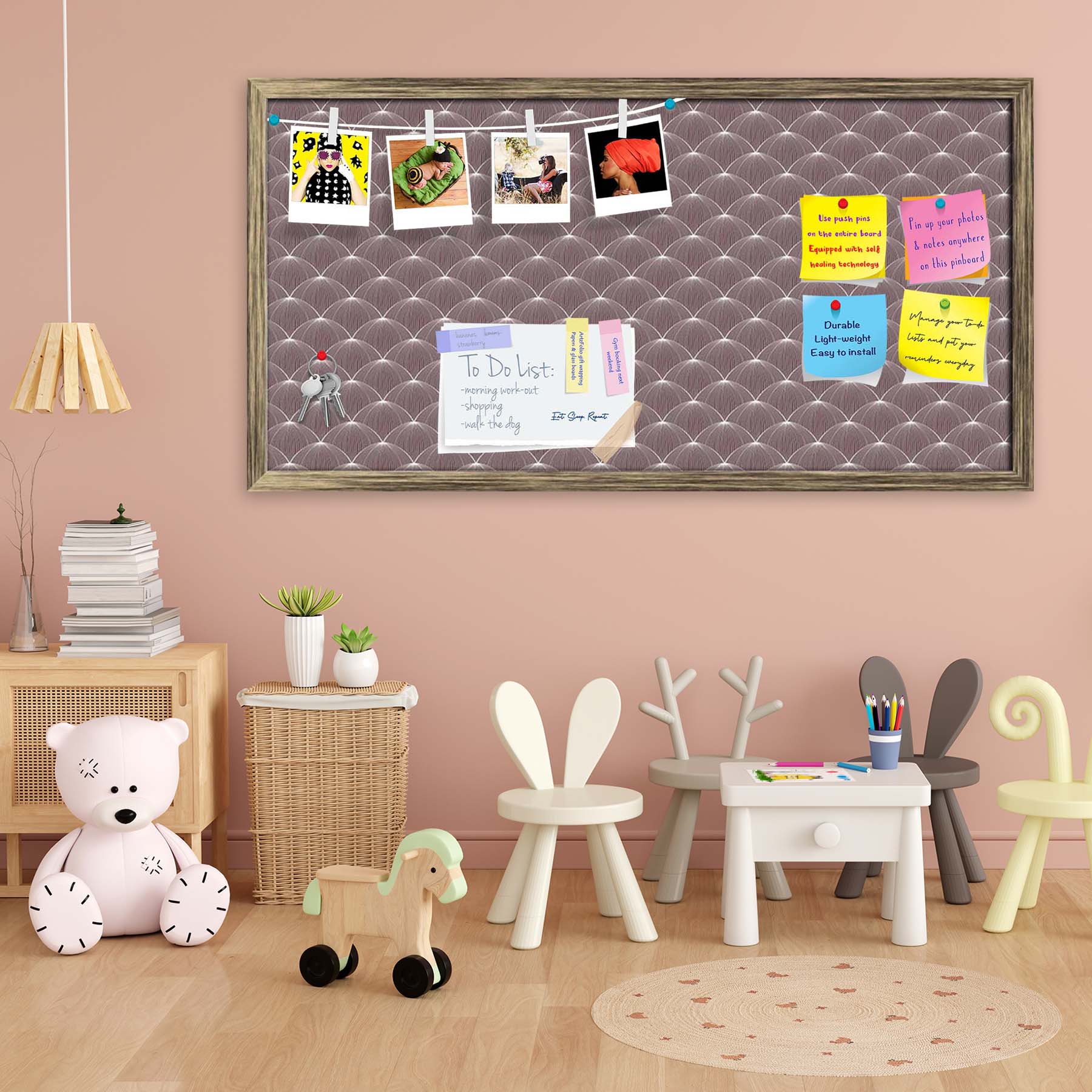 Stylized Balls Bulletin Board Notice Pin Board Soft Board | Framed