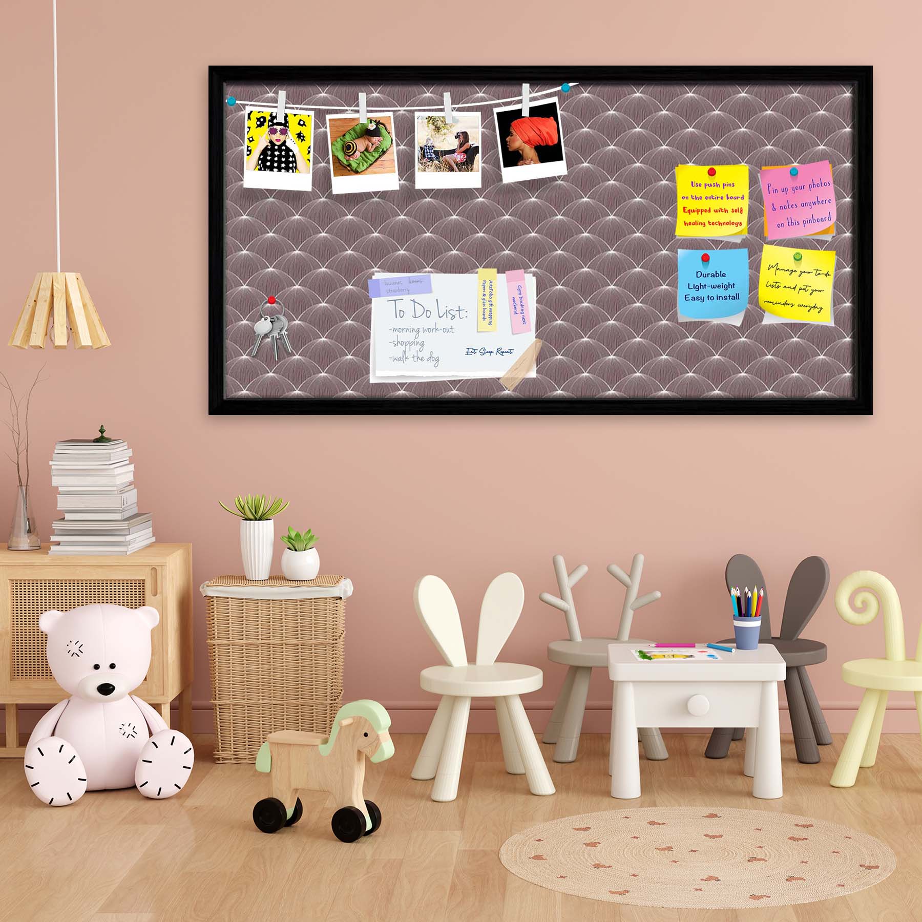 Stylized Balls Bulletin Board Notice Pin Board Soft Board | Framed