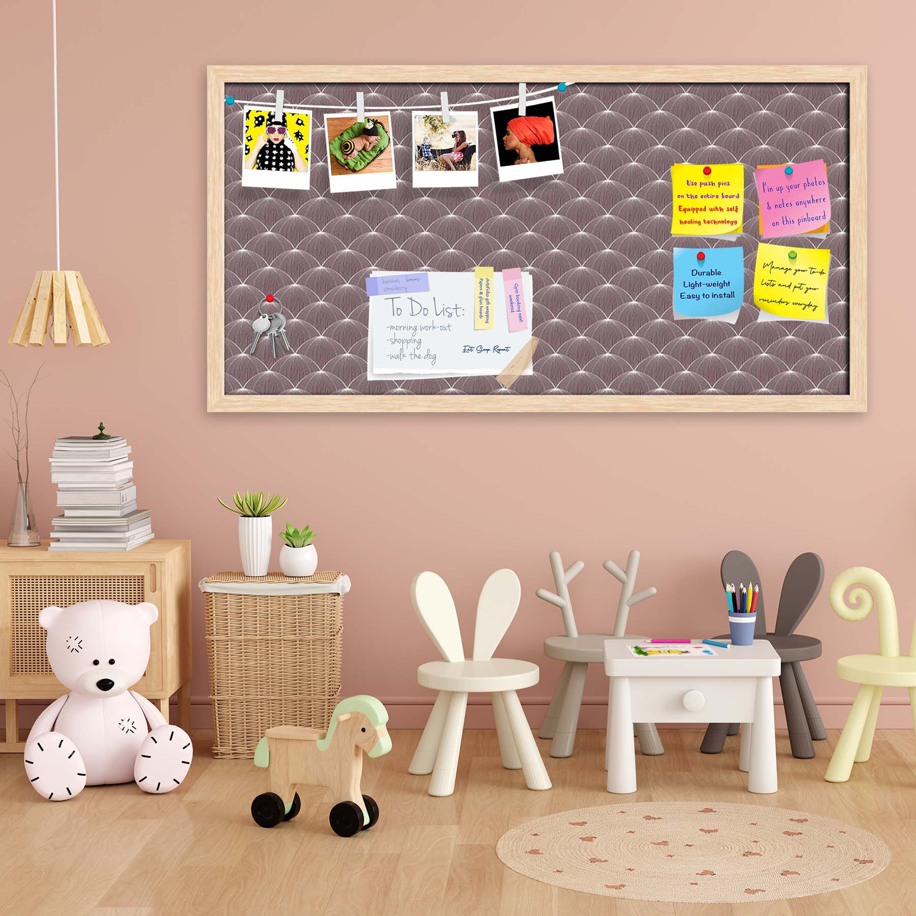 Stylized Balls Bulletin Board Notice Pin Board Soft Board | Framed