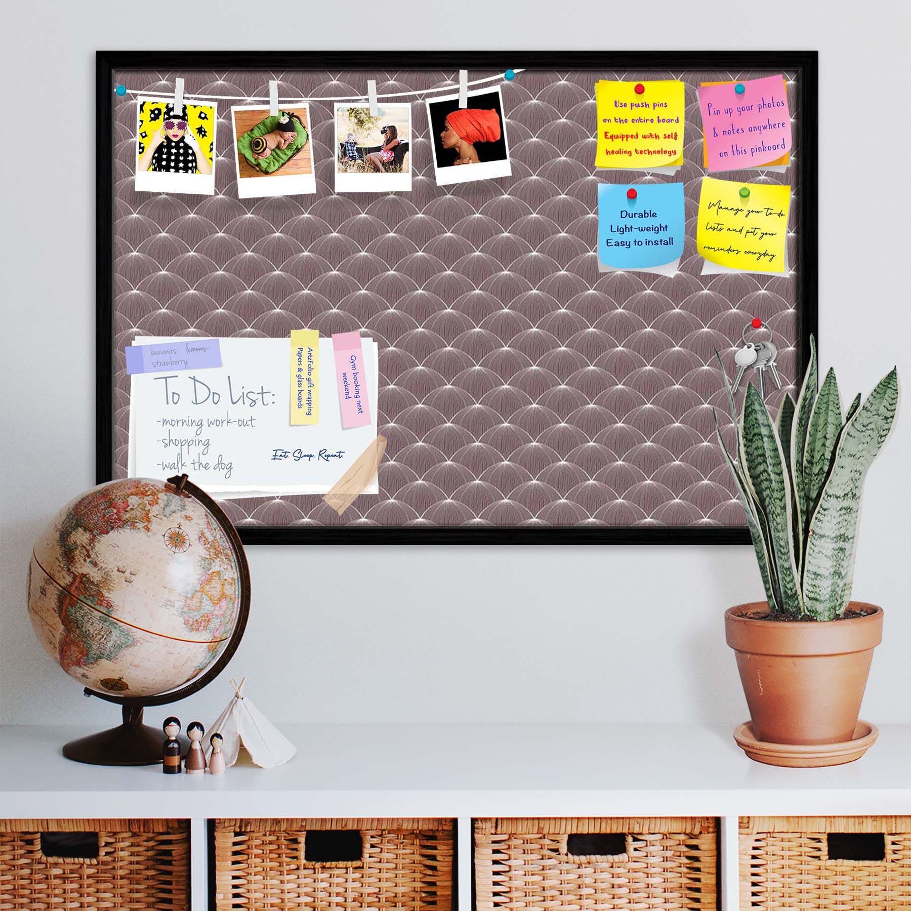 Stylized Balls Bulletin Board Notice Pin Board Soft Board | Framed