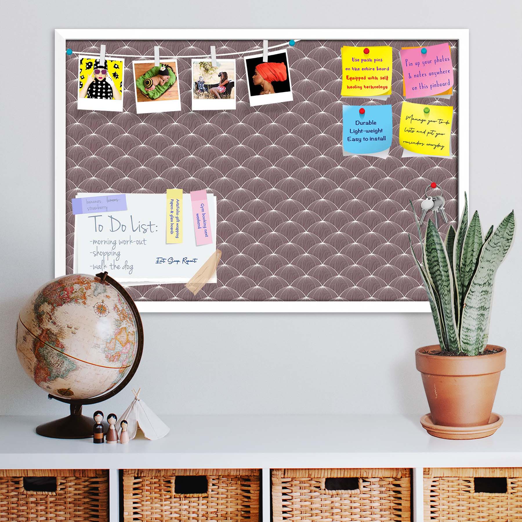 Stylized Balls Bulletin Board Notice Pin Board Soft Board | Framed