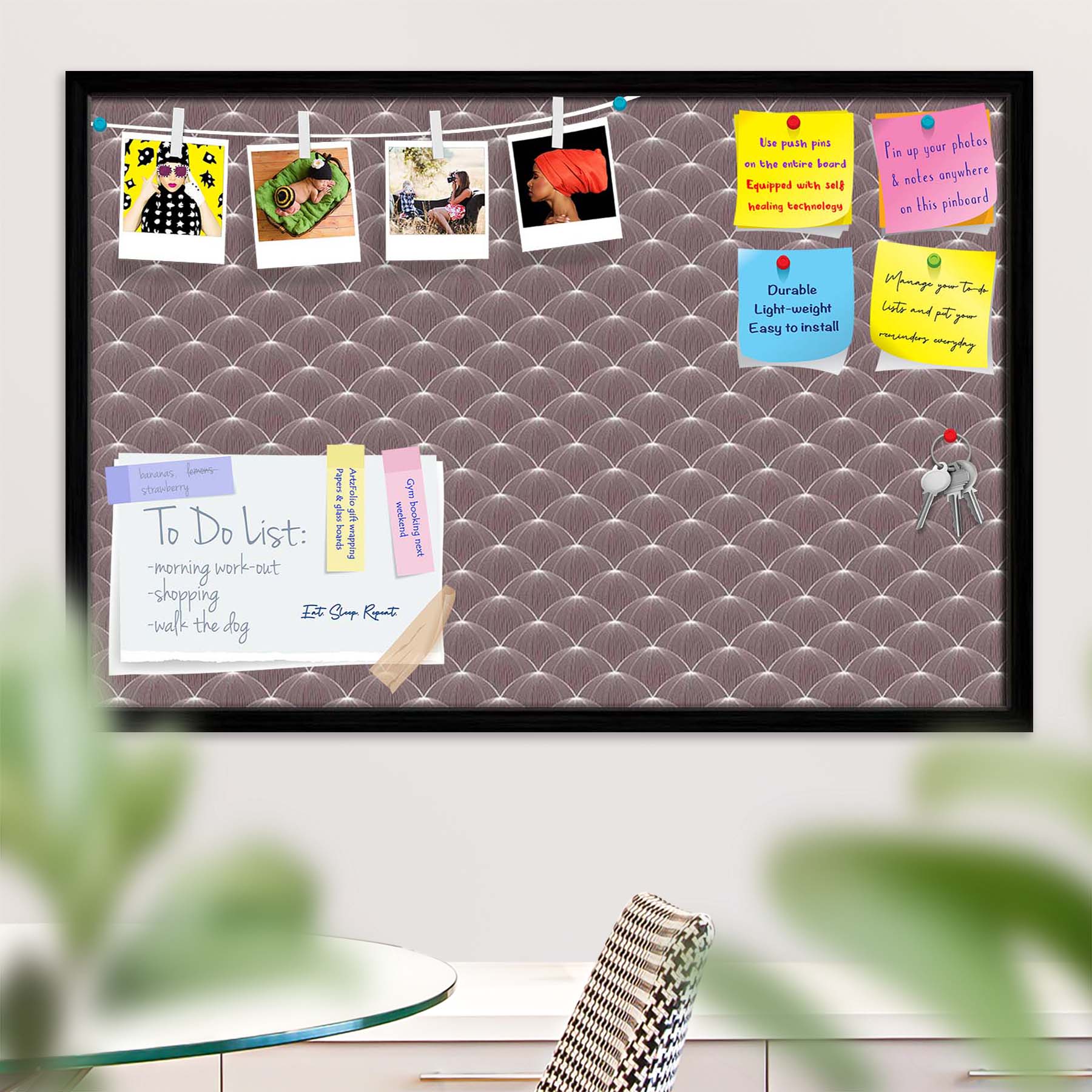 Stylized Balls Bulletin Board Notice Pin Board Soft Board | Framed