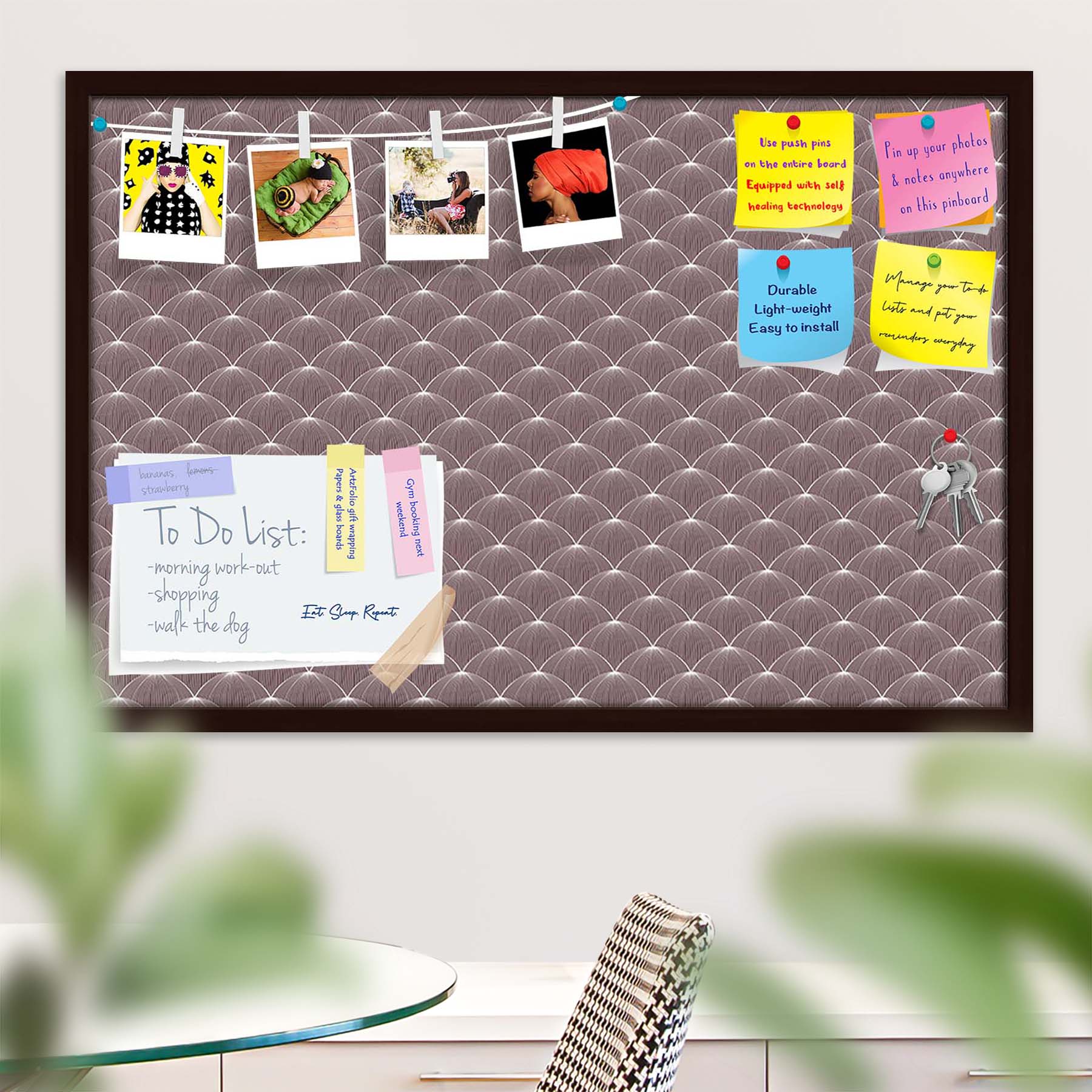 Stylized Balls Bulletin Board Notice Pin Board Soft Board | Framed