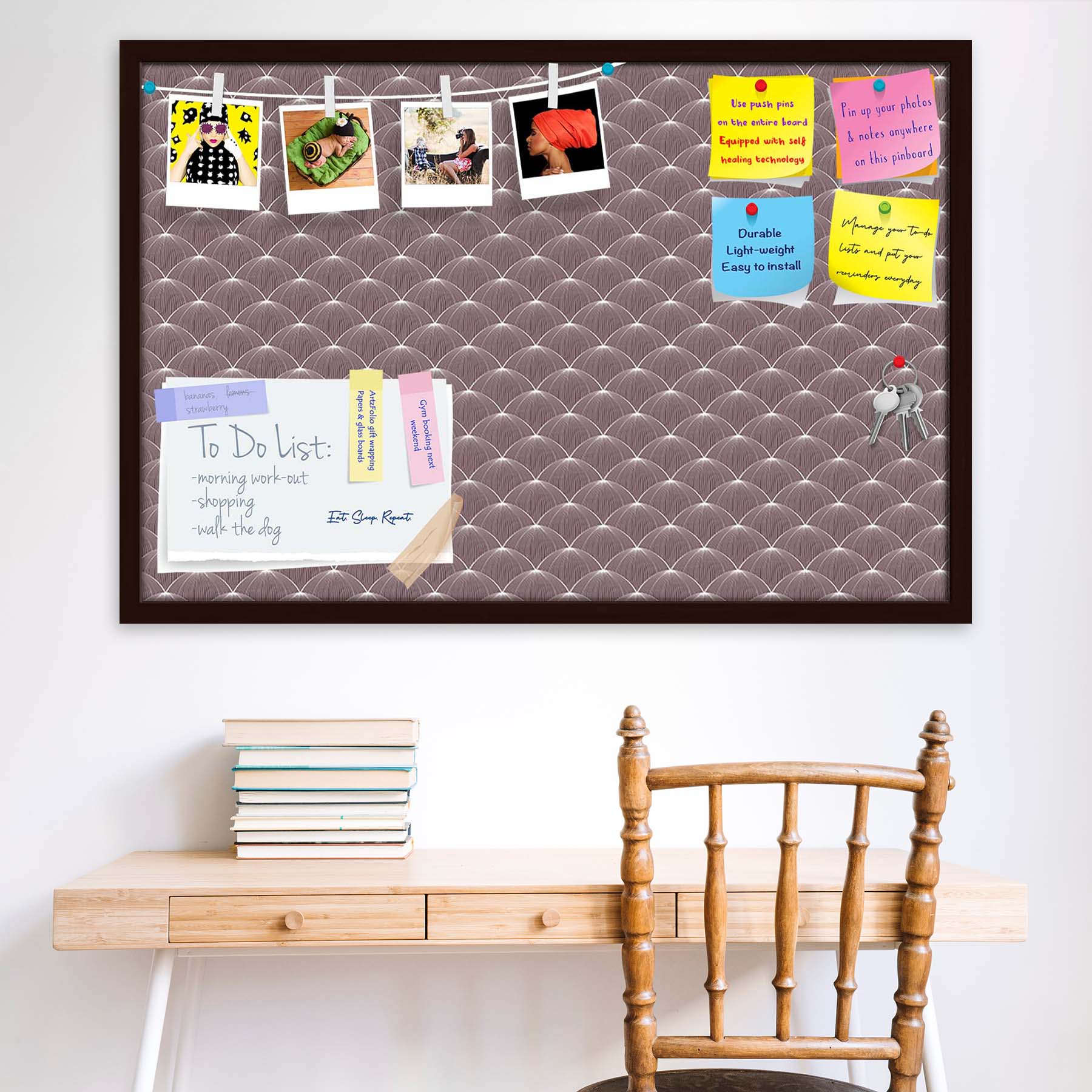 Stylized Balls Bulletin Board Notice Pin Board Soft Board | Framed
