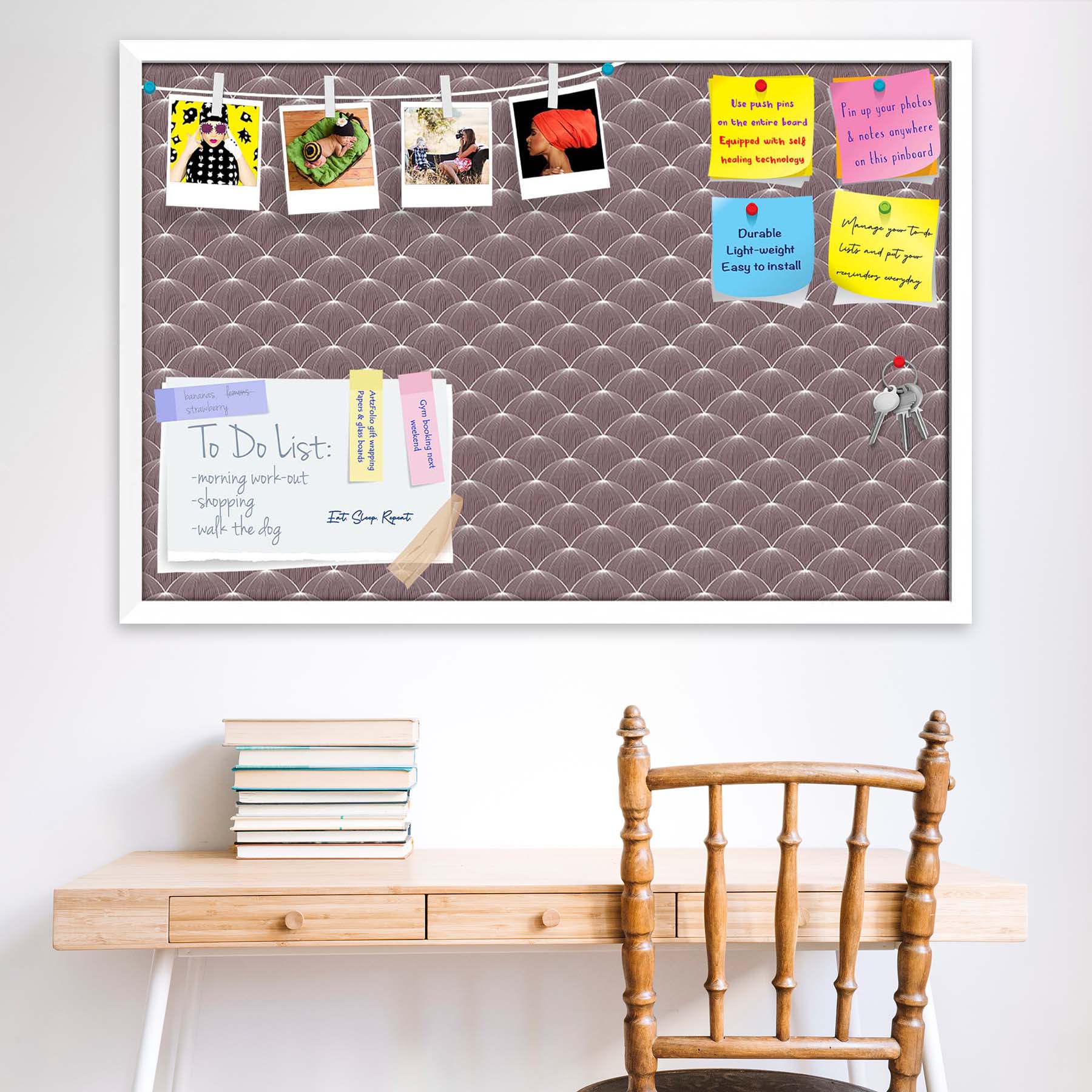 Stylized Balls Bulletin Board Notice Pin Board Soft Board | Framed