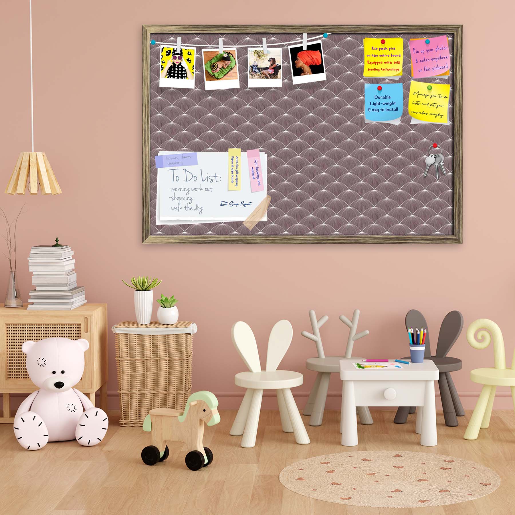 Stylized Balls Bulletin Board Notice Pin Board Soft Board | Framed