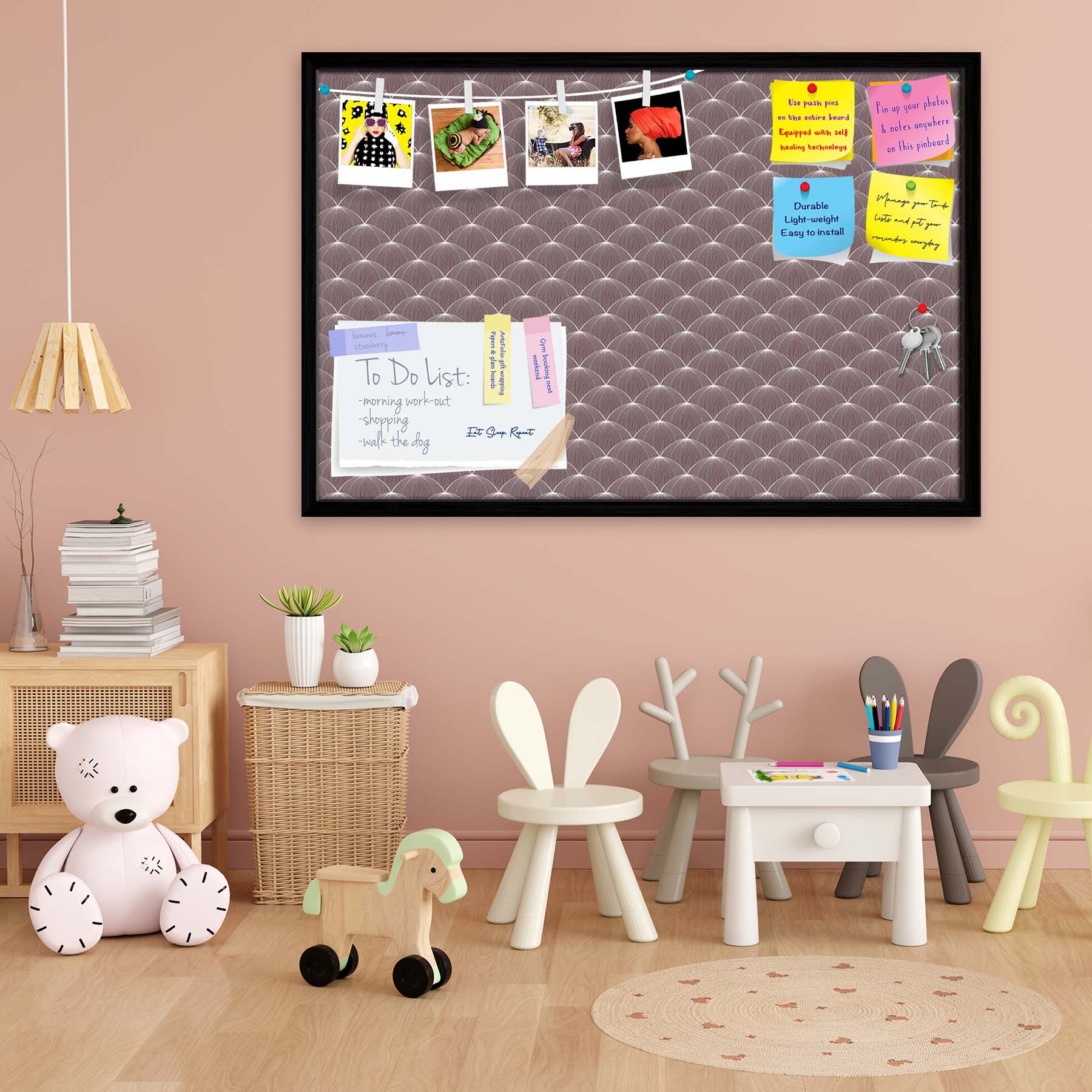 Stylized Balls Bulletin Board Notice Pin Board Soft Board | Framed