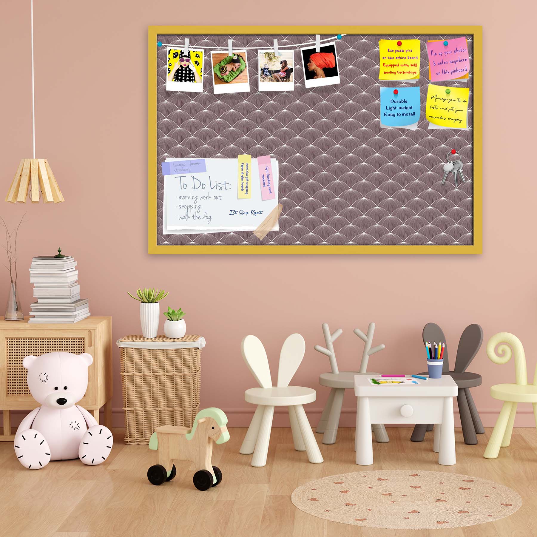 Stylized Balls Bulletin Board Notice Pin Board Soft Board | Framed