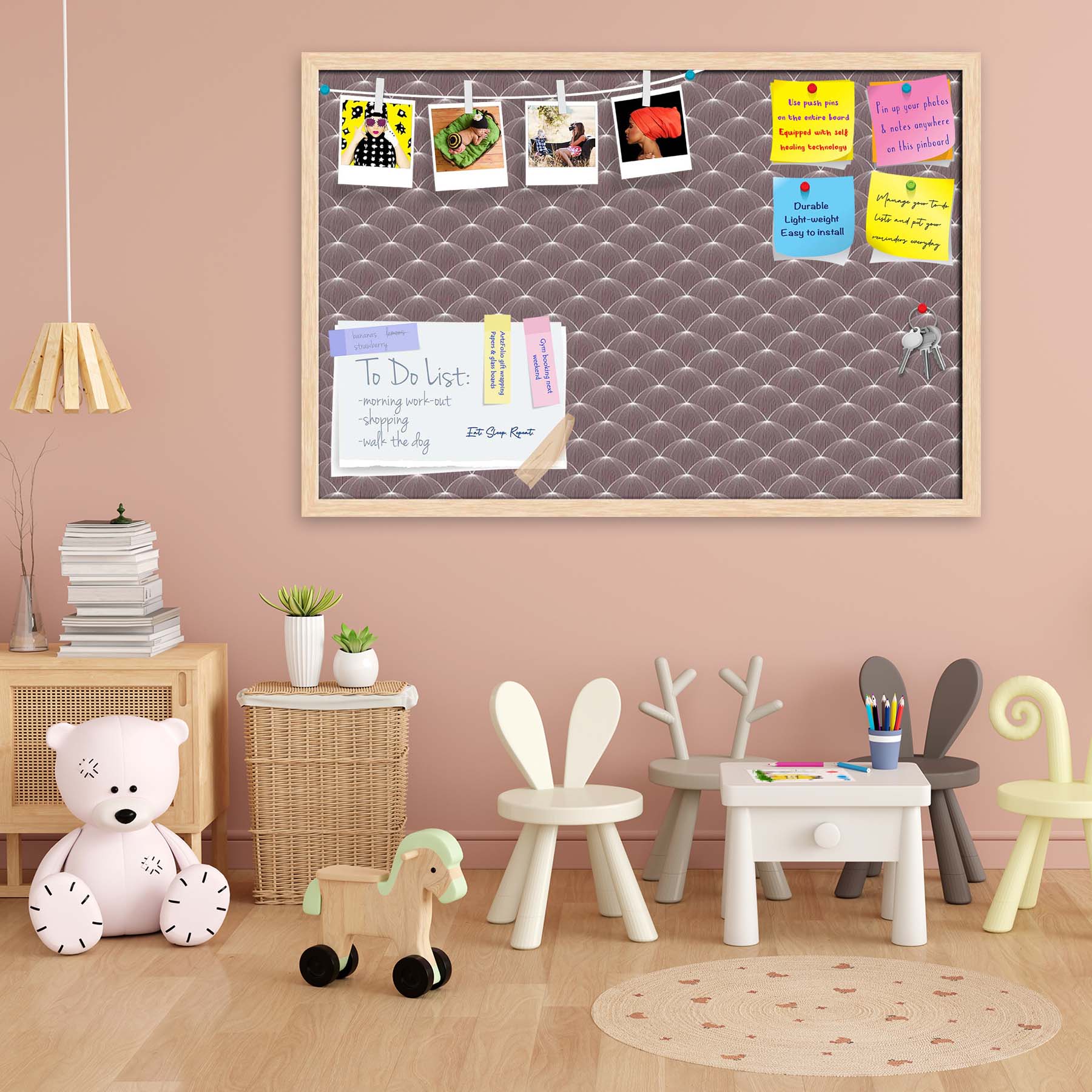 Stylized Balls Bulletin Board Notice Pin Board Soft Board | Framed