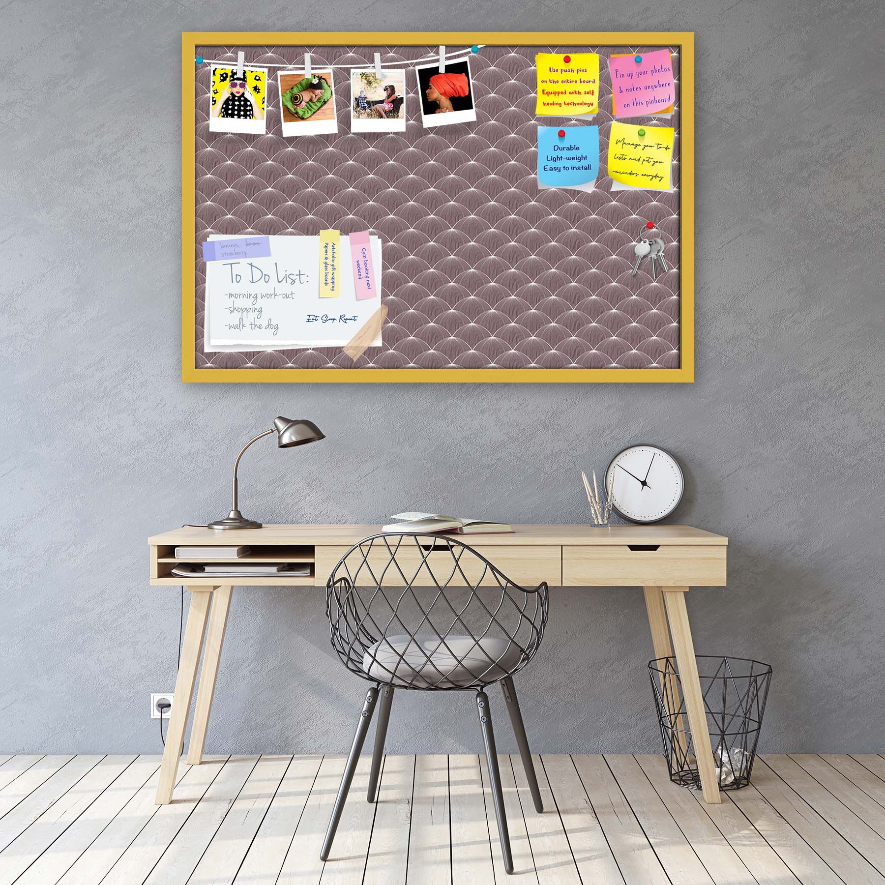 Stylized Balls Bulletin Board Notice Pin Board Soft Board | Framed