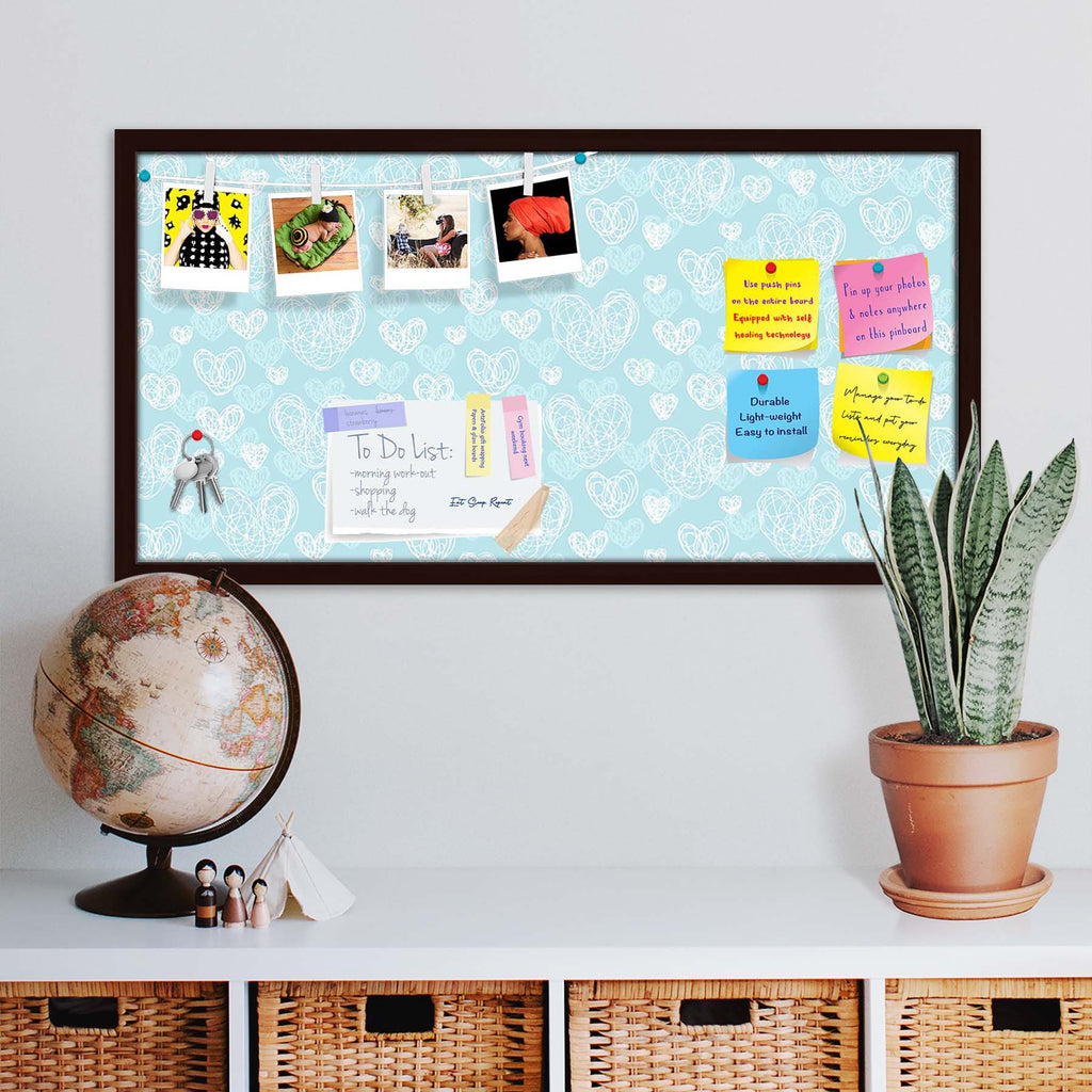 Romantic Doodle Bulletin Board Notice Pin Board Soft Board | Framed