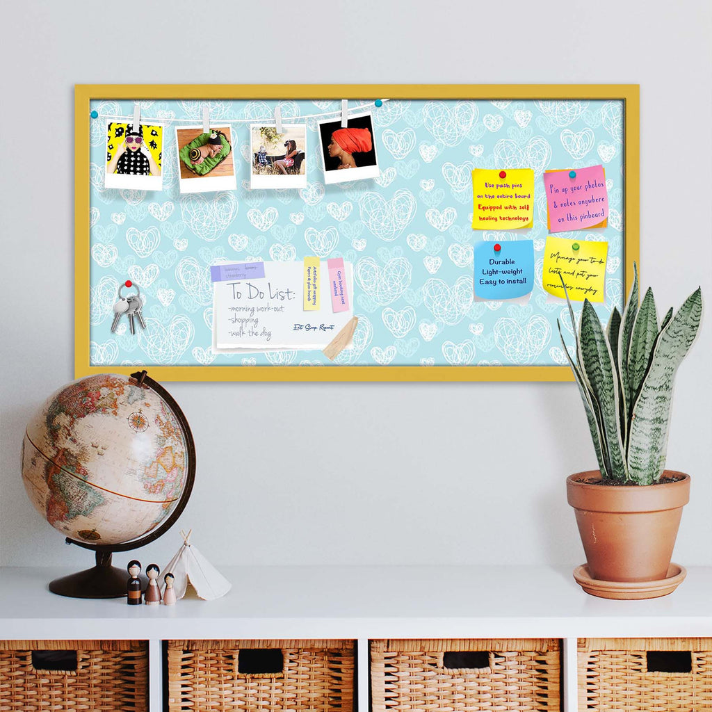 Romantic Doodle Bulletin Board Notice Pin Board Soft Board | Framed