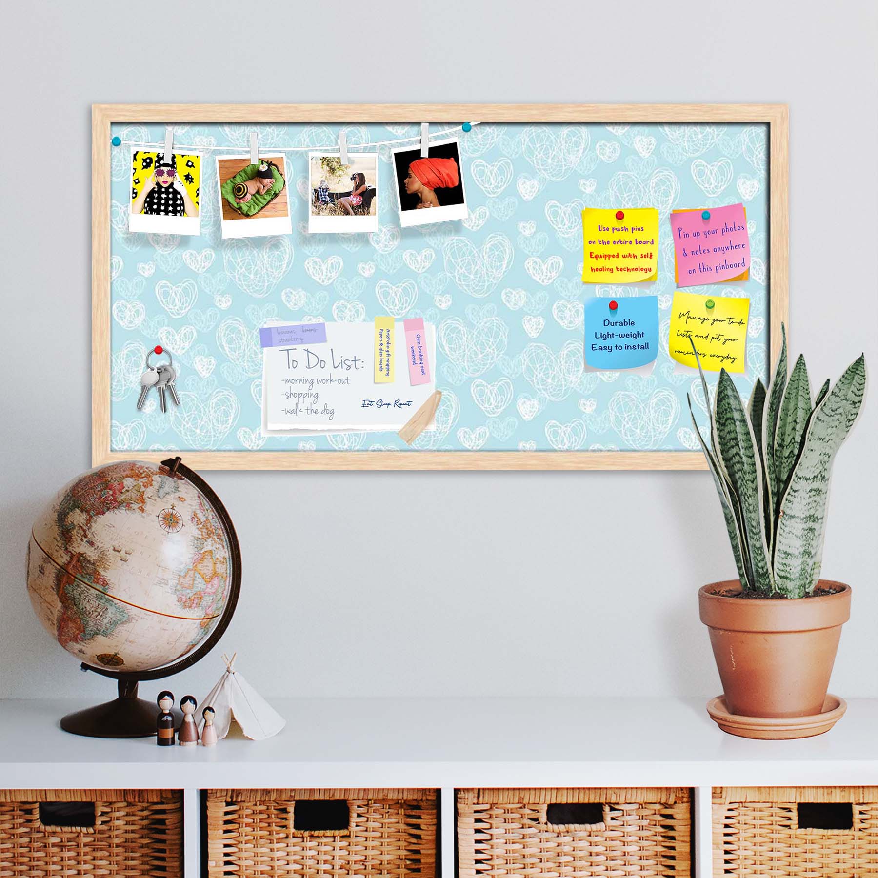 Romantic Doodle Bulletin Board Notice Pin Board Soft Board | Framed