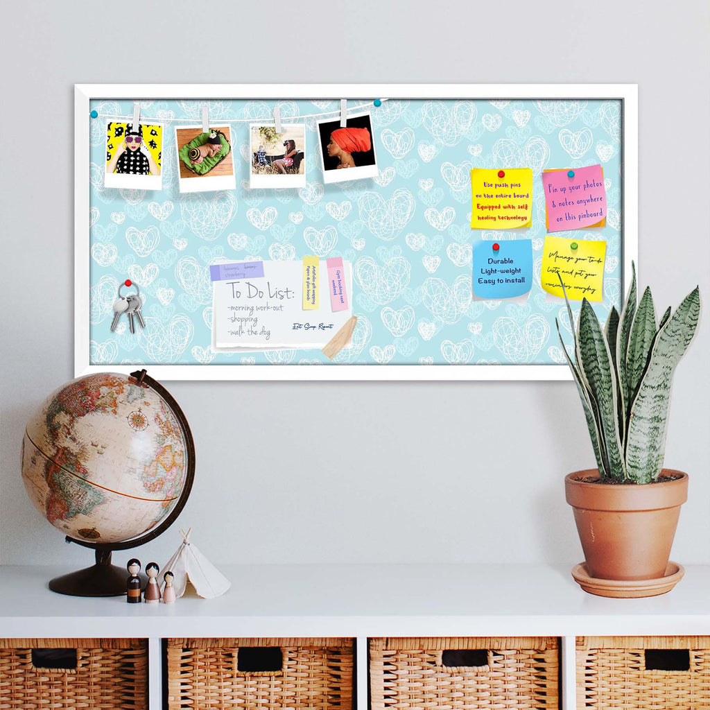 Romantic Doodle Bulletin Board Notice Pin Board Soft Board | Framed