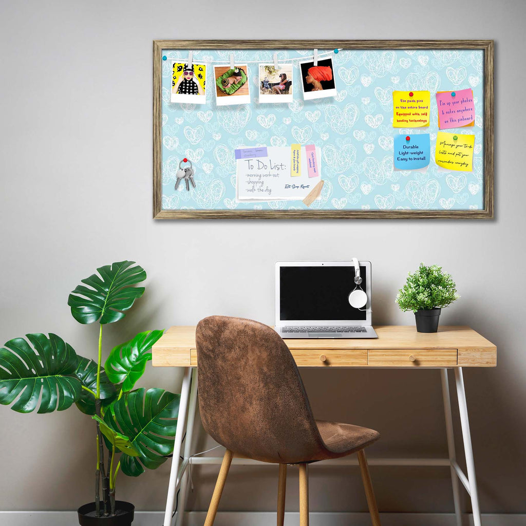 Romantic Doodle Bulletin Board Notice Pin Board Soft Board | Framed