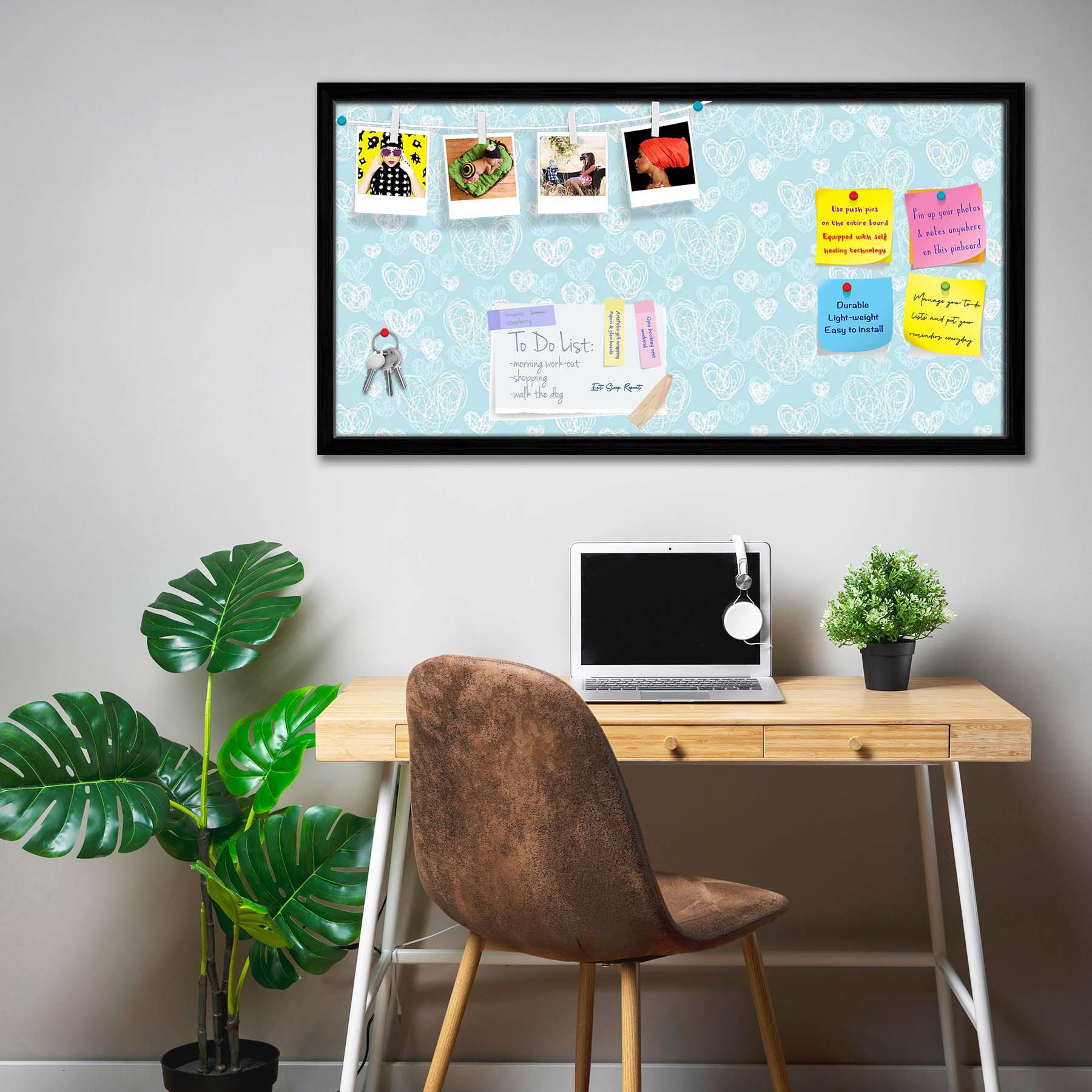 Romantic Doodle Bulletin Board Notice Pin Board Soft Board | Framed