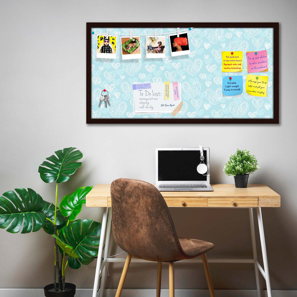 Romantic Doodle Bulletin Board Notice Pin Board Soft Board | Framed