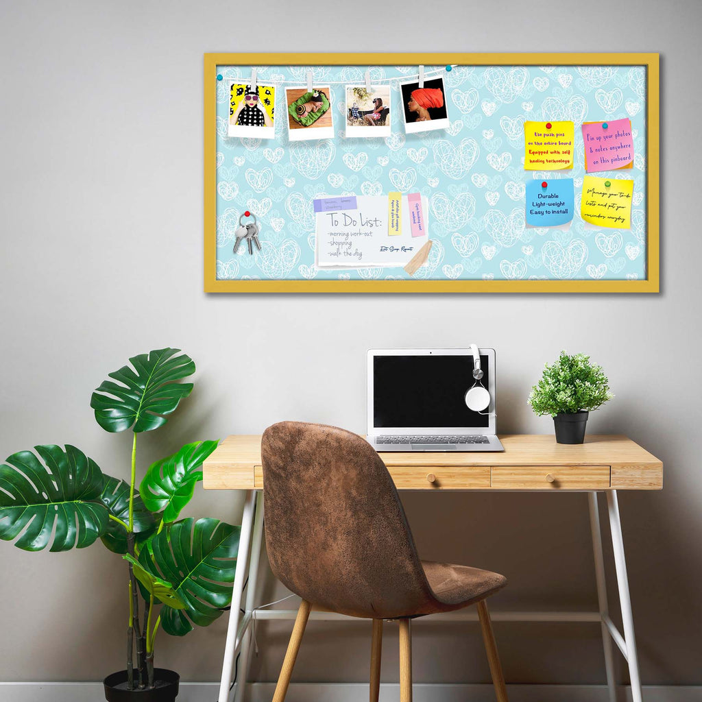 Romantic Doodle Bulletin Board Notice Pin Board Soft Board | Framed