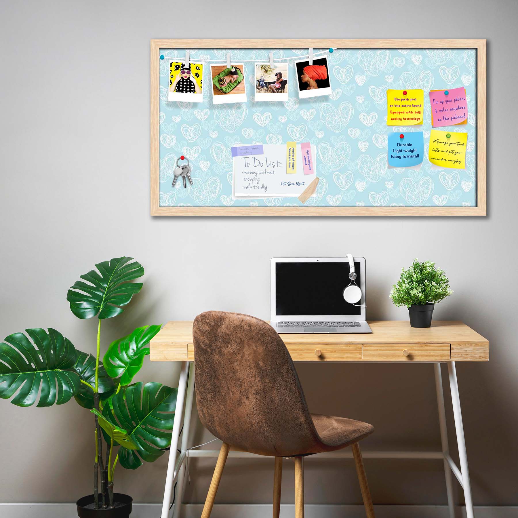 Romantic Doodle Bulletin Board Notice Pin Board Soft Board | Framed