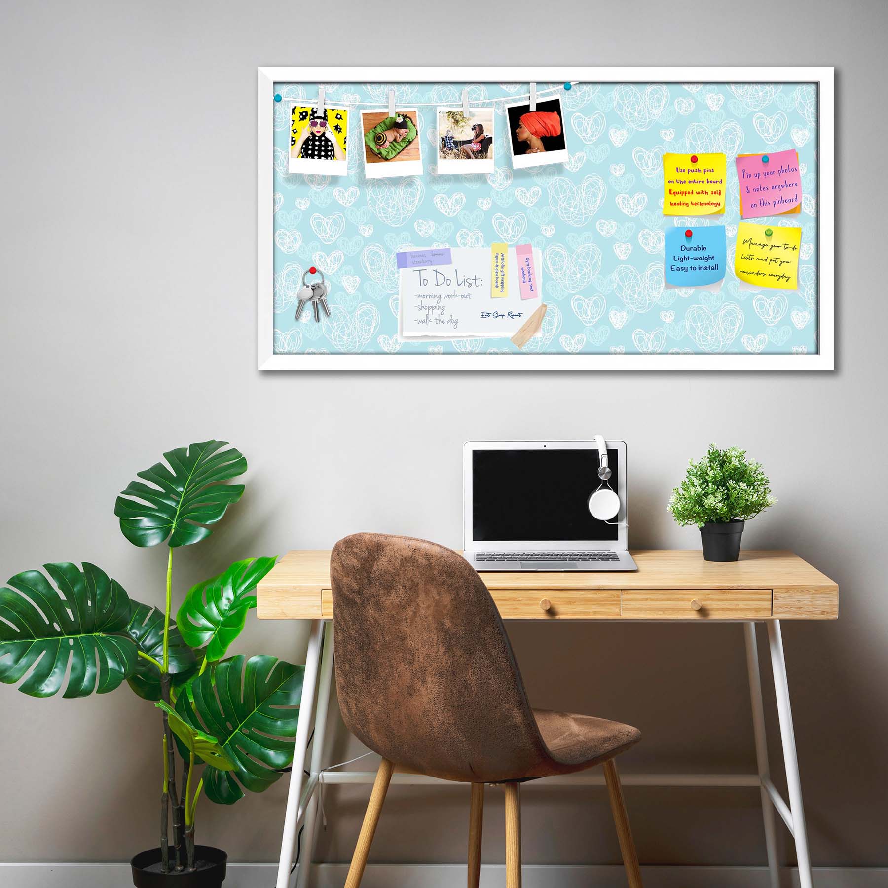 Romantic Doodle Bulletin Board Notice Pin Board Soft Board | Framed