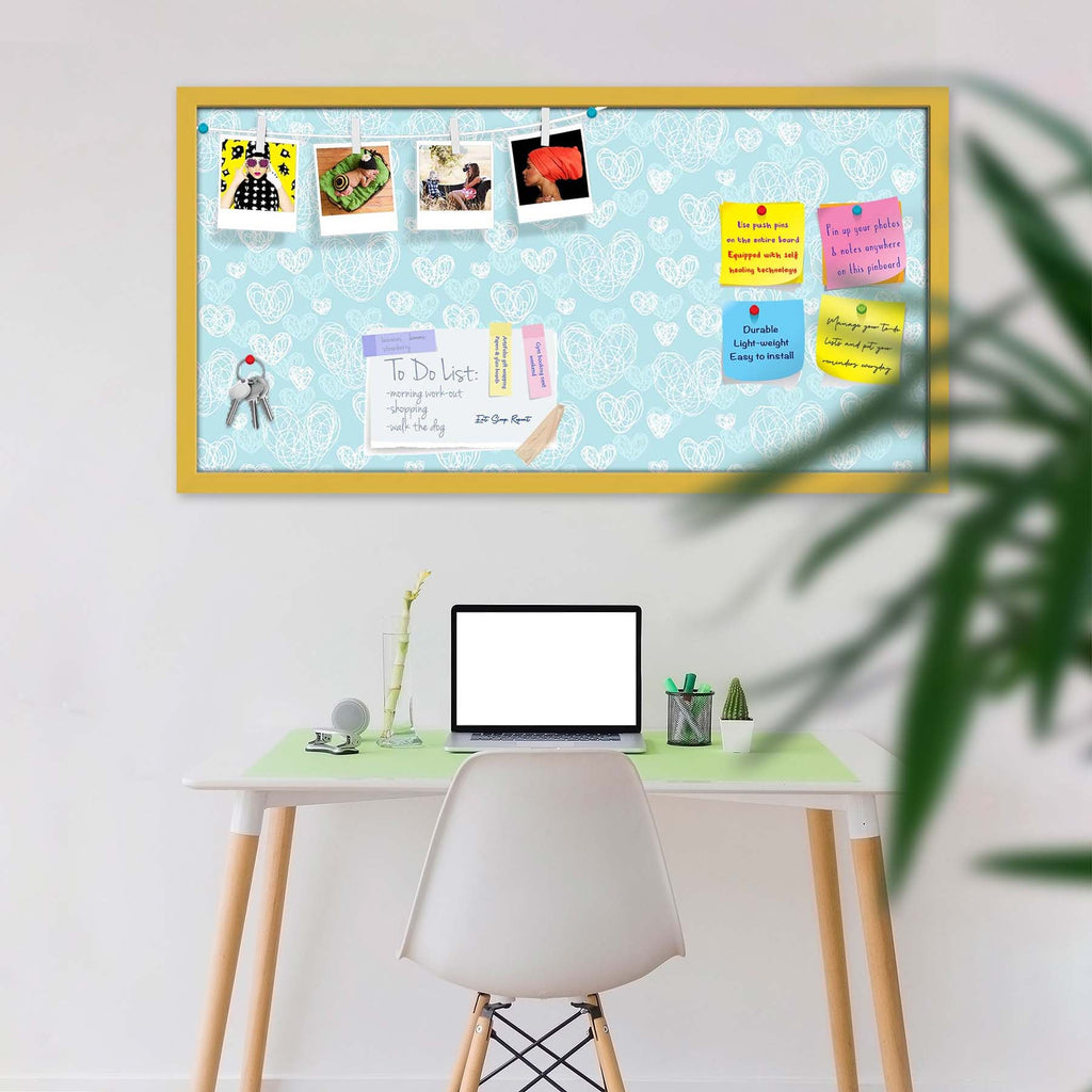 Romantic Doodle Bulletin Board Notice Pin Board Soft Board | Framed