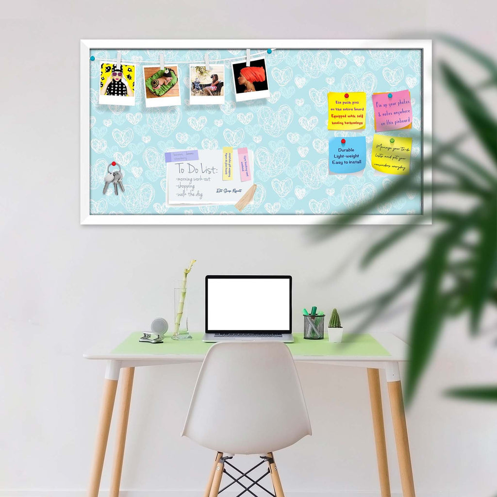 Romantic Doodle Bulletin Board Notice Pin Board Soft Board | Framed