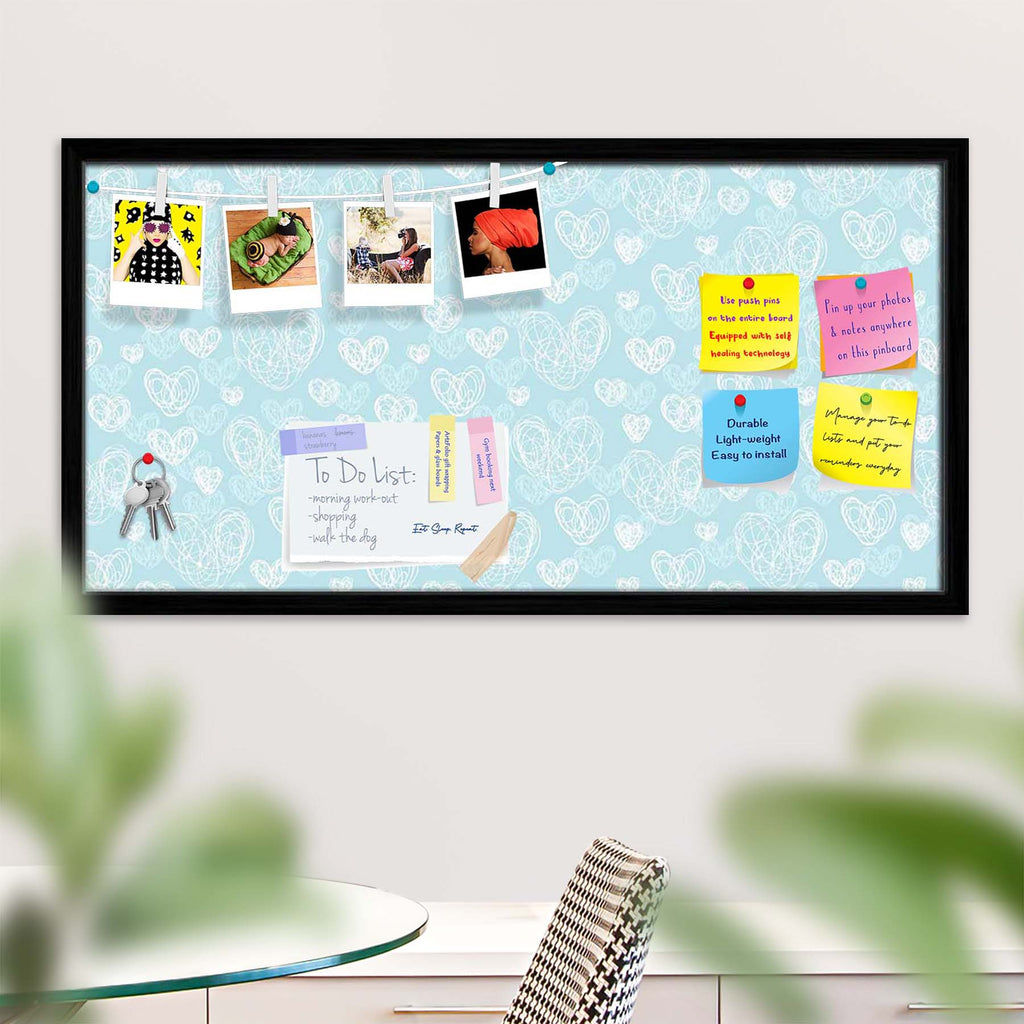 Romantic Doodle Bulletin Board Notice Pin Board Soft Board | Framed
