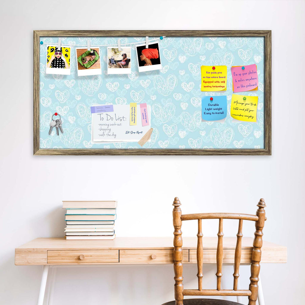 Romantic Doodle Bulletin Board Notice Pin Board Soft Board | Framed