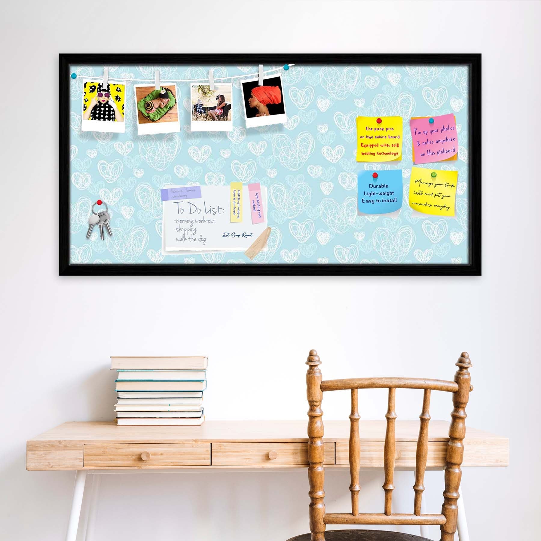 Romantic Doodle Bulletin Board Notice Pin Board Soft Board | Framed