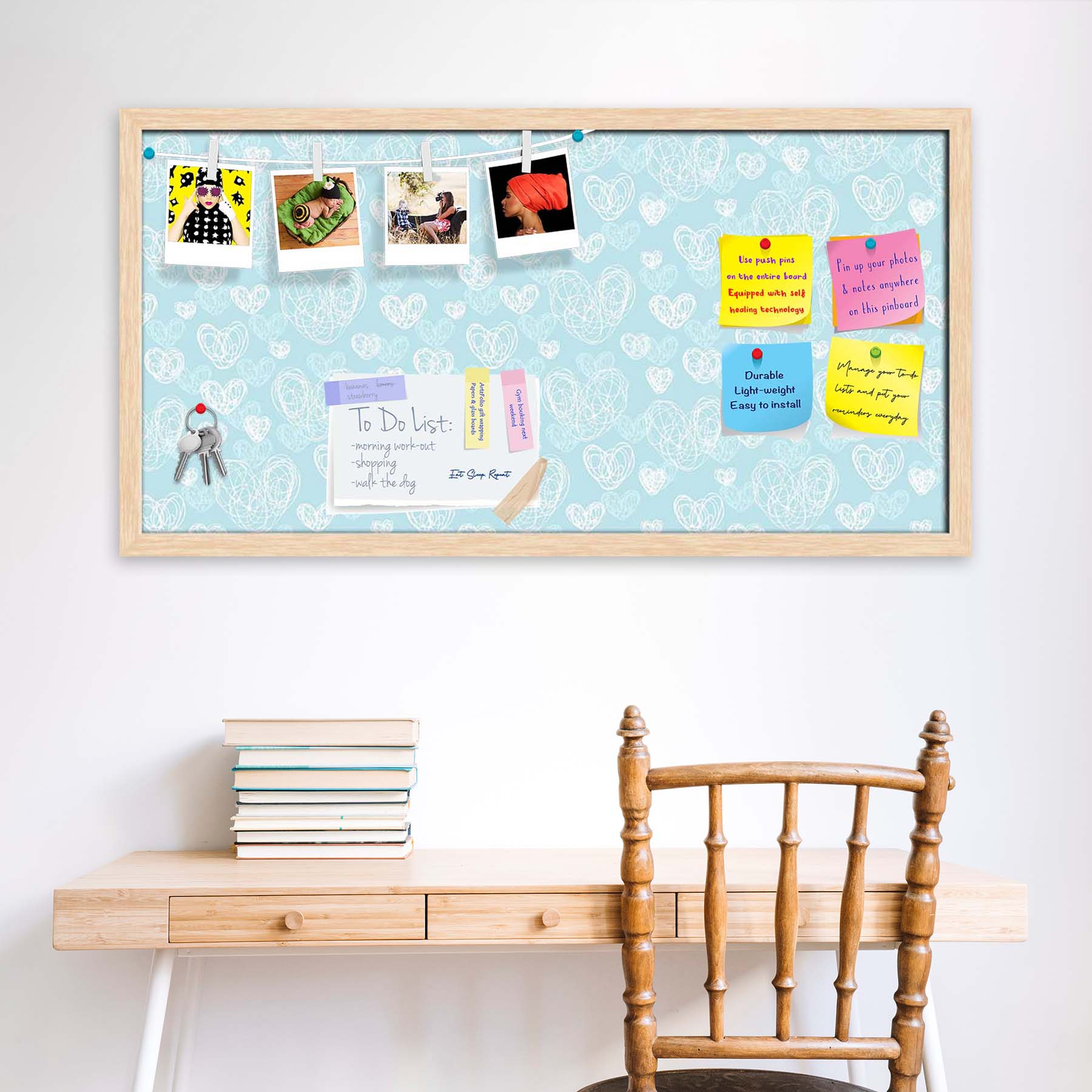 Romantic Doodle Bulletin Board Notice Pin Board Soft Board | Framed