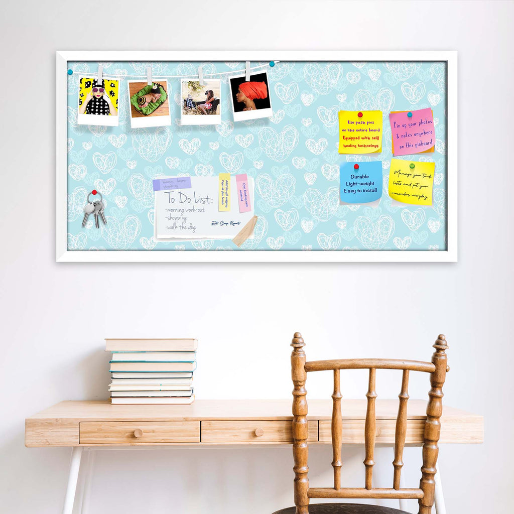 Romantic Doodle Bulletin Board Notice Pin Board Soft Board | Framed