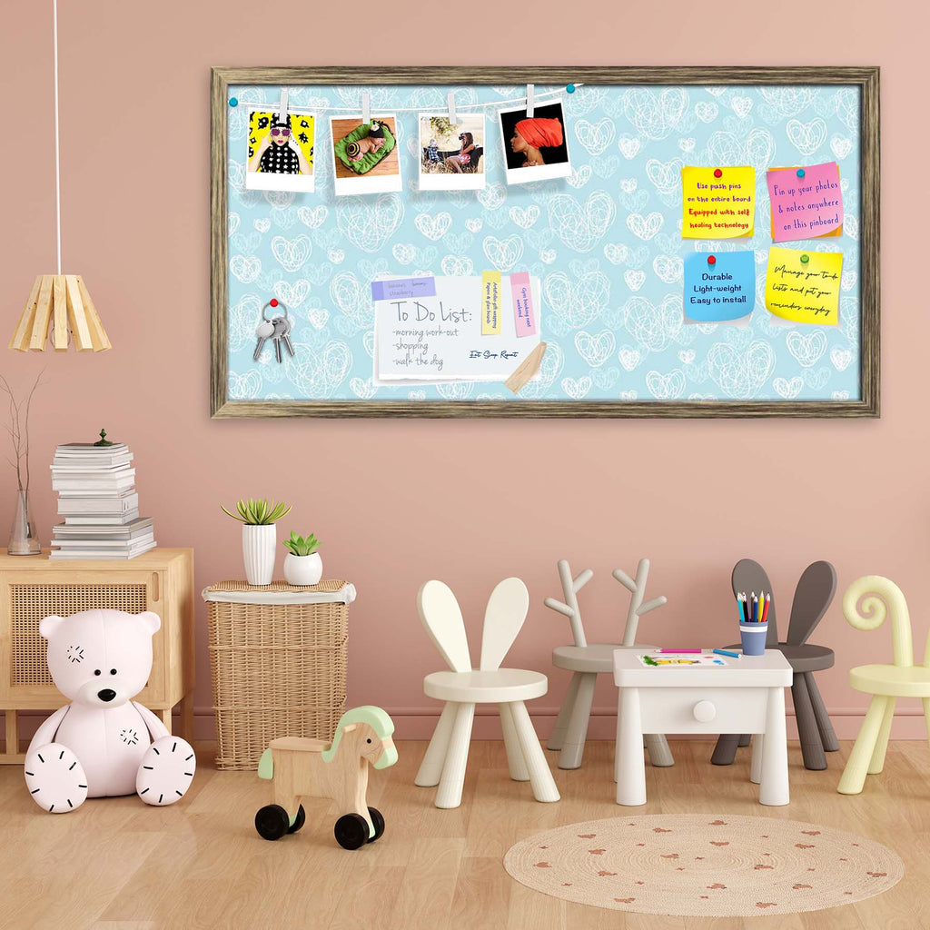 Romantic Doodle Bulletin Board Notice Pin Board Soft Board | Framed