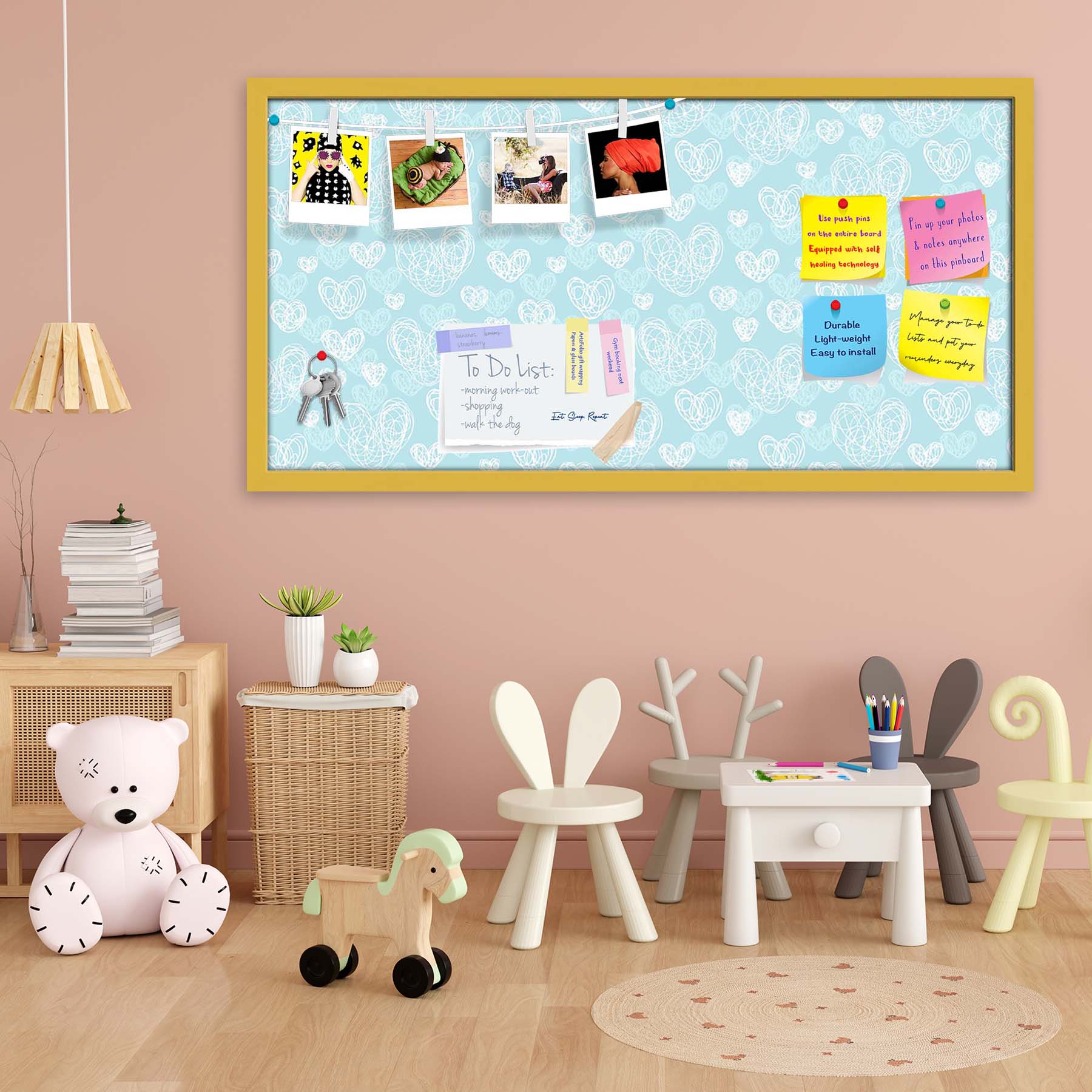Romantic Doodle Bulletin Board Notice Pin Board Soft Board | Framed